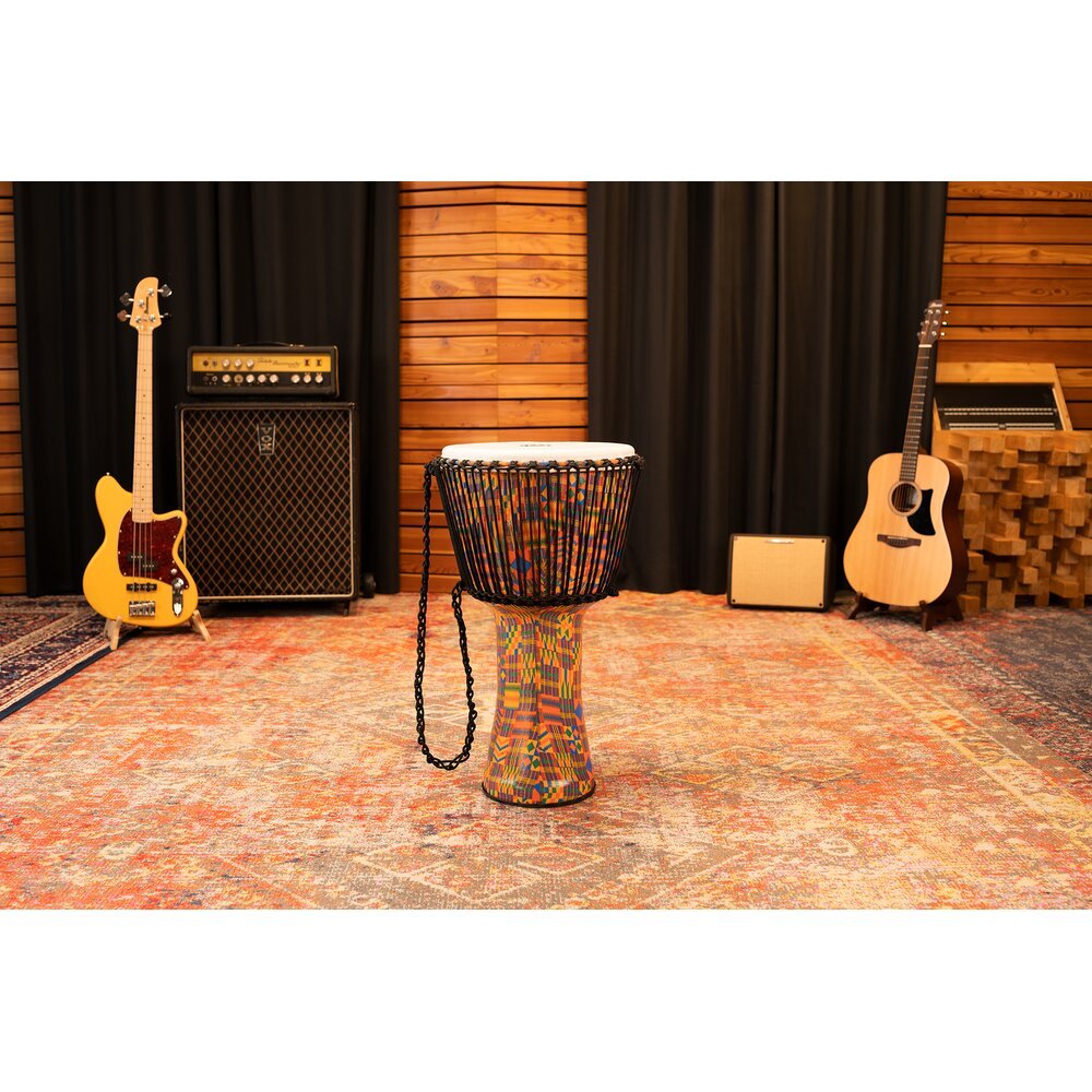 Meinl Rope-tuned Travel Djembe with Synthetic Head - 14" - Kenyan Quilt - Image 19