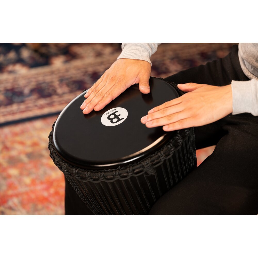 Meinl Rope-tuned Travel Djembe with Goatskin Head - 12" x 24" - Phantom Black - Image 5