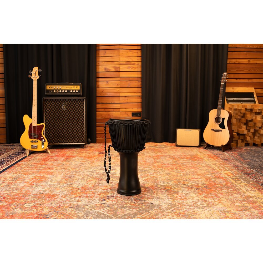 Meinl Rope-tuned Travel Djembe with Goatskin Head - 12" x 24" - Phantom Black - Image 9