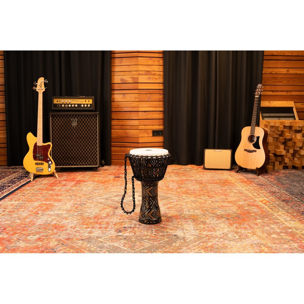 Meinl Rope-tuned Travel Djembe with Synthetic Head - 10" x 20" - Kanga Sarong - Image 9