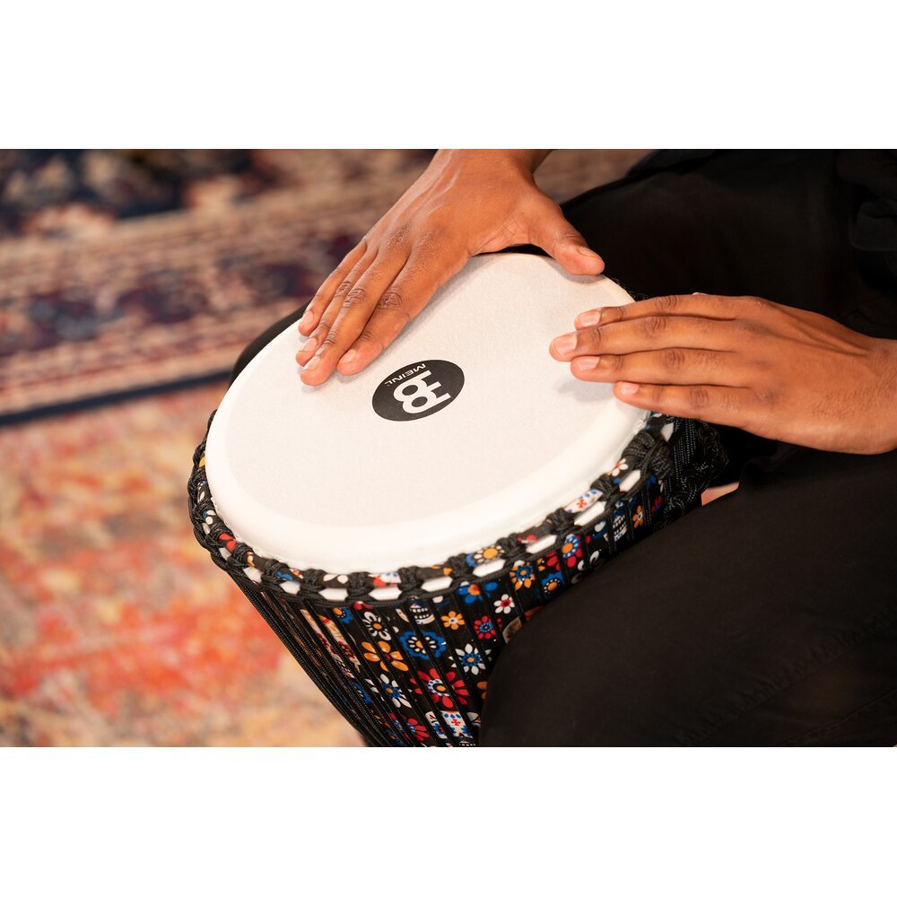 Meinl Rope-tuned Travel Djembe with Synthetic Head - 12" x 24" - Day of the Dead - Image 7