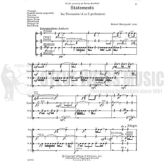 Muczynski-Statements for Percussion (S-n5)-P/3T