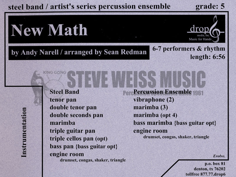 Narell-New Math arr. Redman (SP)-steel band/2V/3M/BM/P