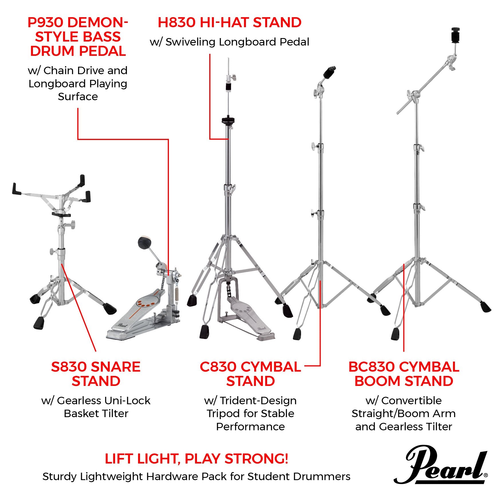 Pearl 830 Series Hardware Pack | Steve Weiss Music