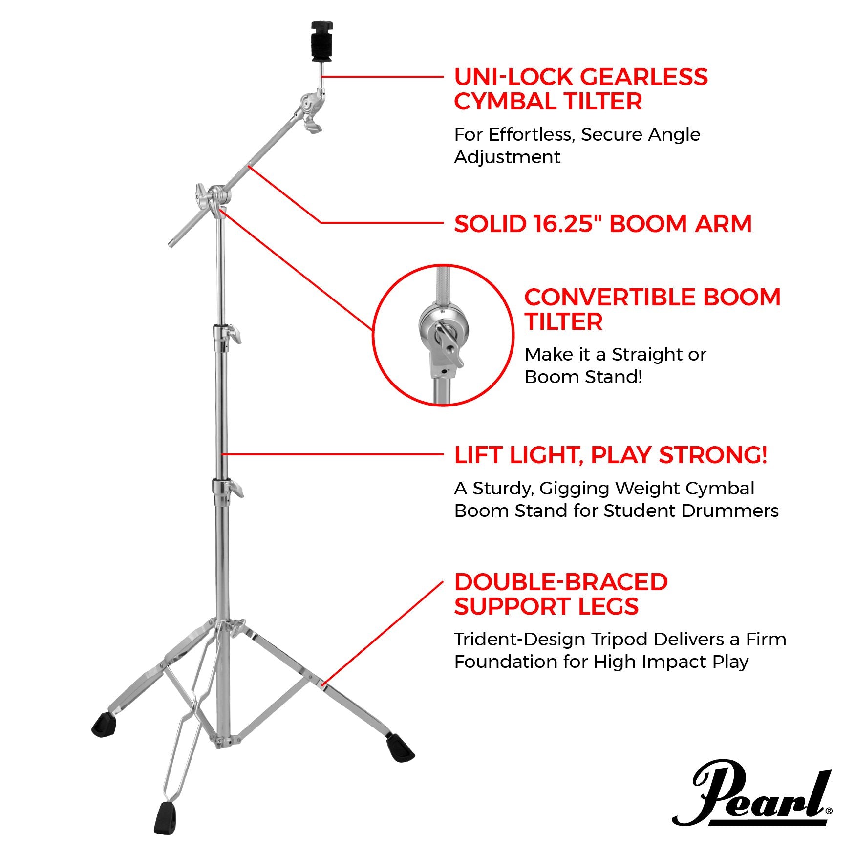 Pearl BC-830 Convertible Boom Cymbal Stand | Steve Weiss Music