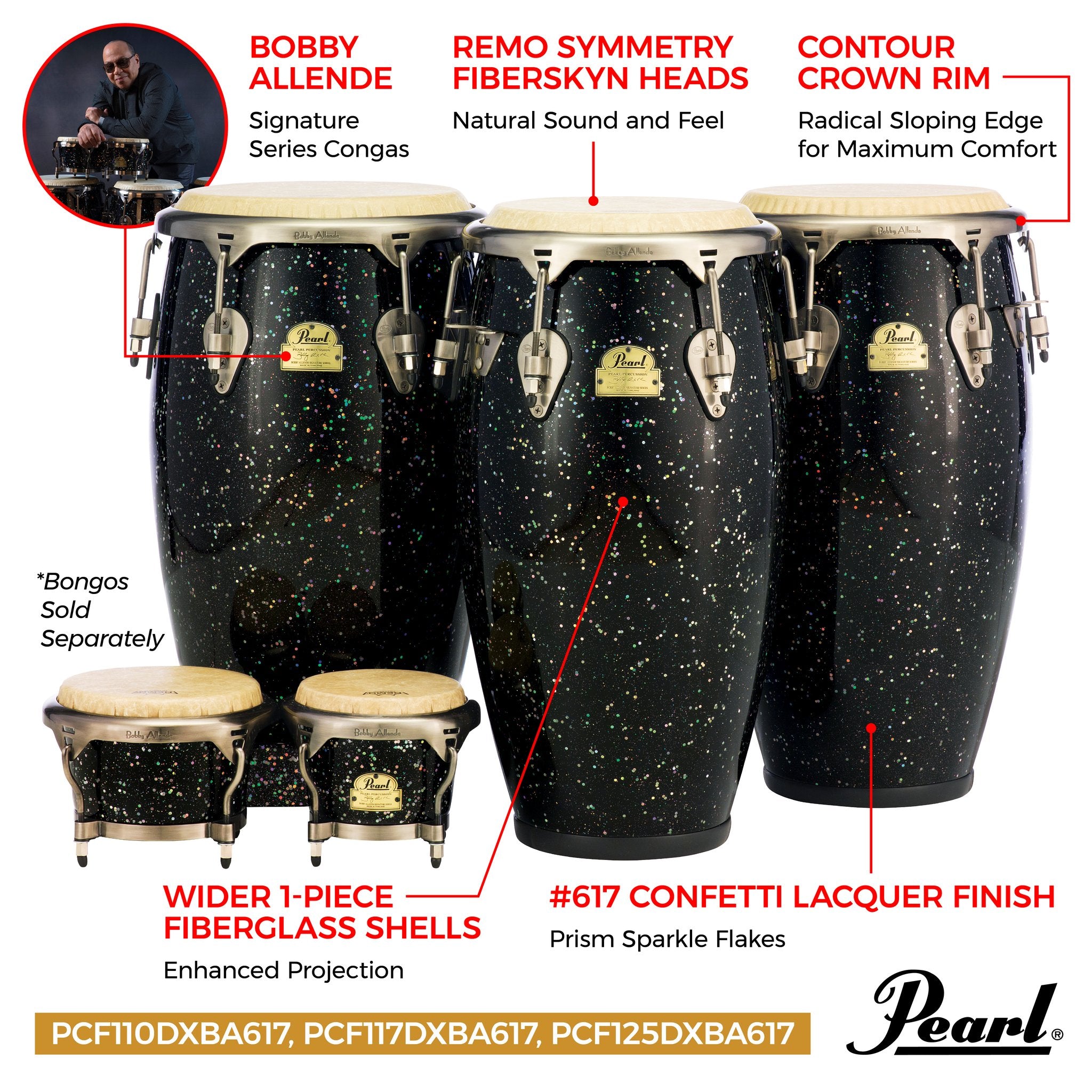 Pearl Bobby Allende Signature Fiberglass Tumba - 12.5" - Image 2