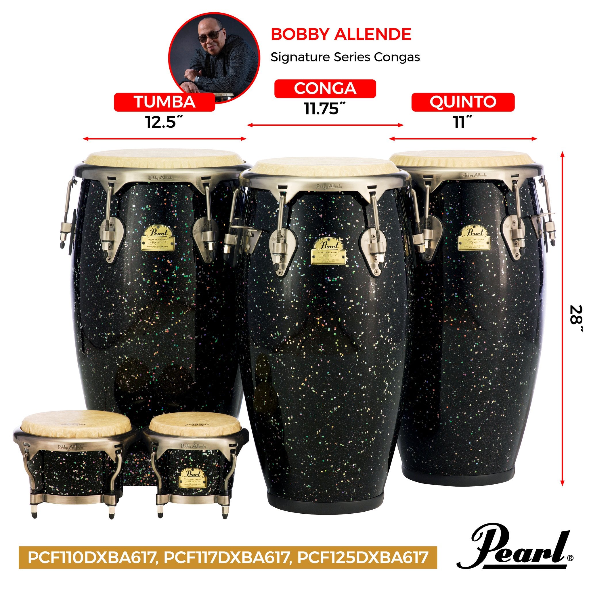 Pearl Bobby Allende Signature Fiberglass Tumba - 12.5" - Image 3