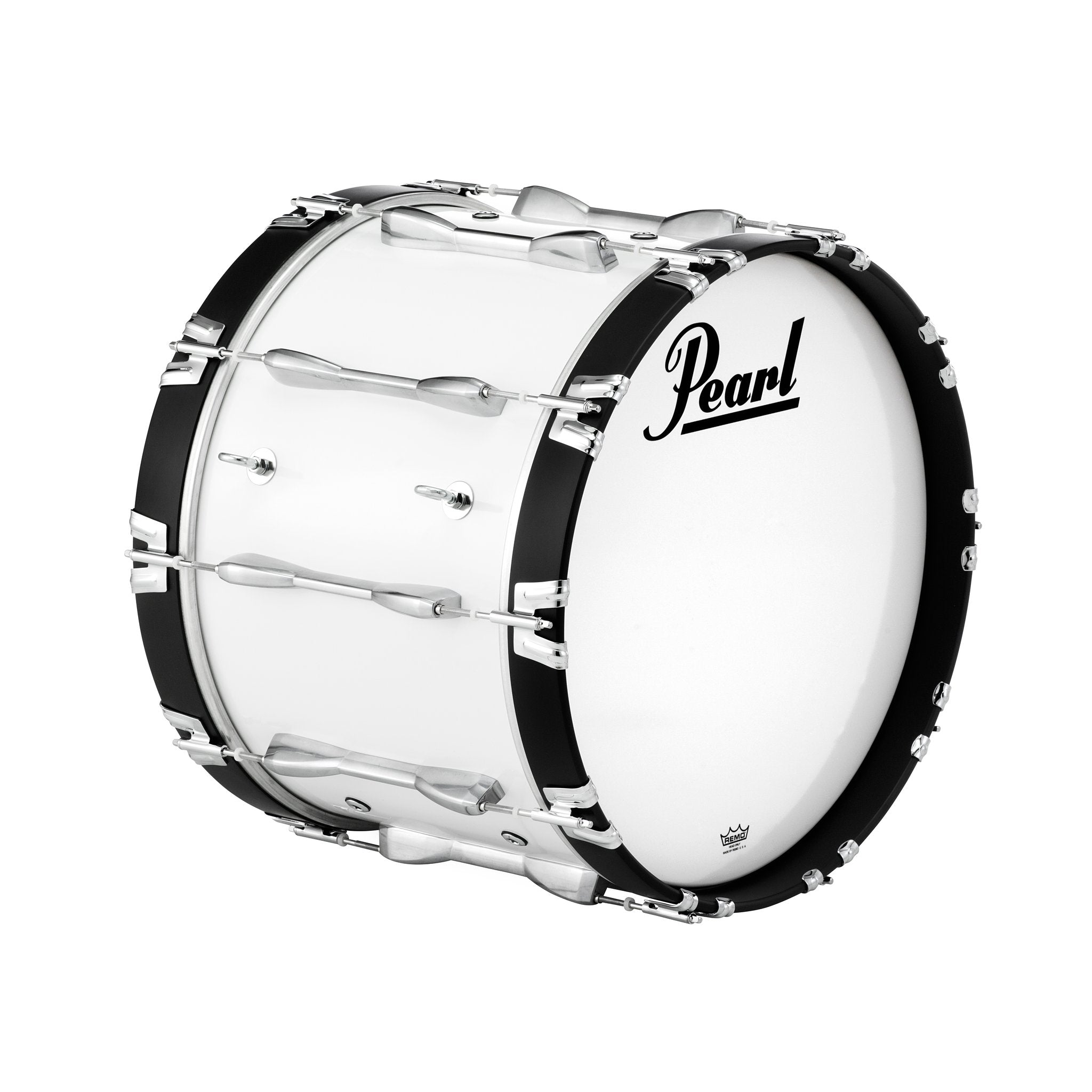 Pearl Championship Marching Bass Drum - 20" x 14" - Pure White - PBDM2014/A33 eye hook view