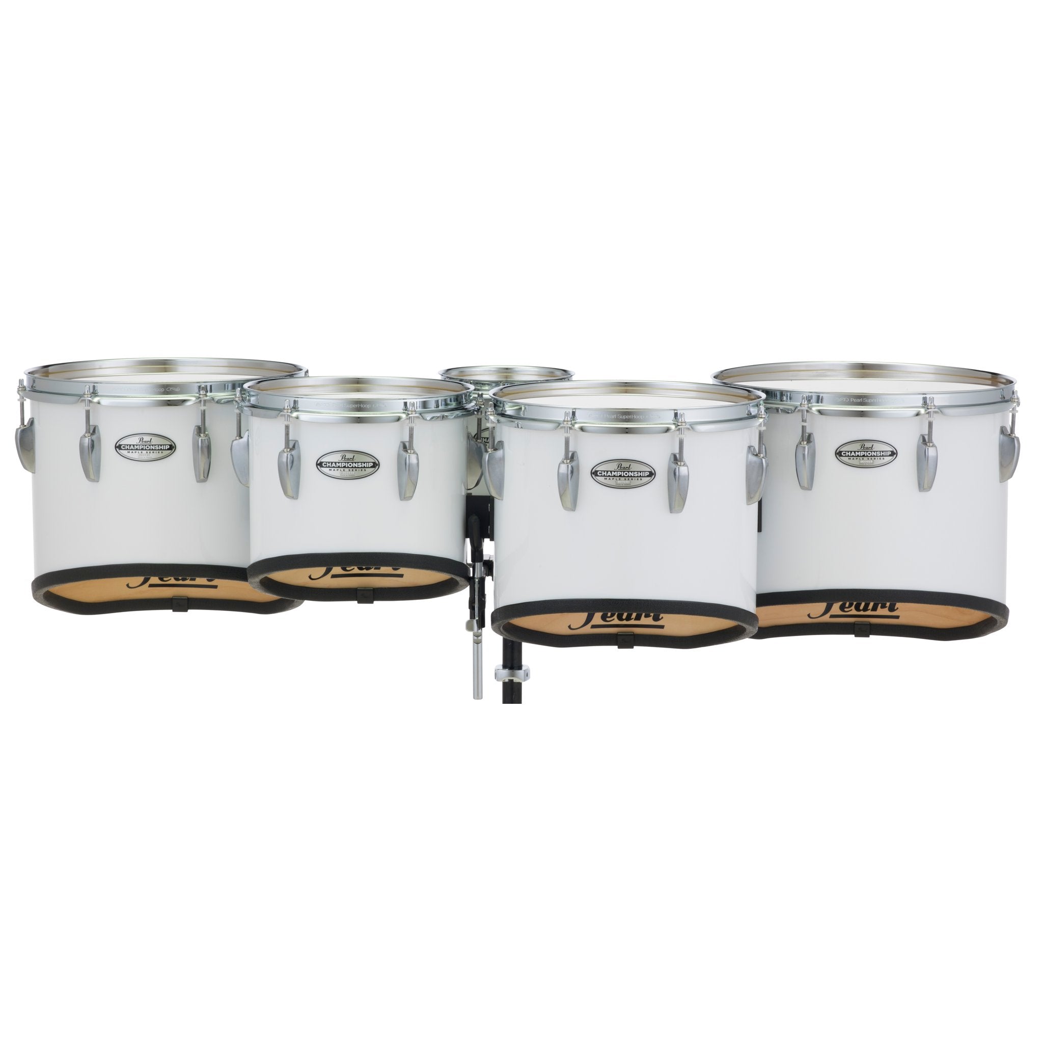 Pearl Championship Series Quint Marching Tenor Set - 6"/10"/12"/13"/14" - Pure White - Image 1