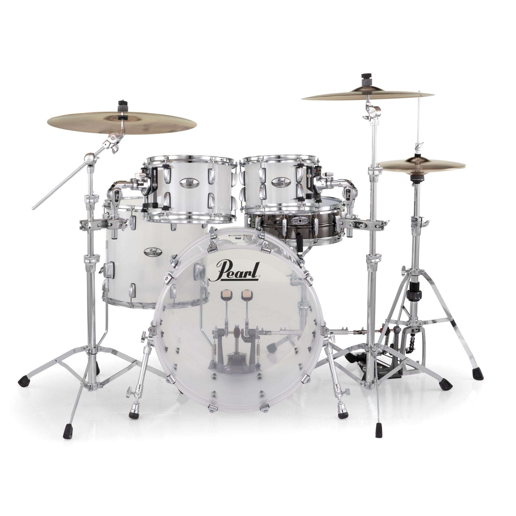 Pearl Crystal Beat 4-piece Drum Set Shell Pack - 22"/10"/12"/16" - Frost Acrylic - Image 4