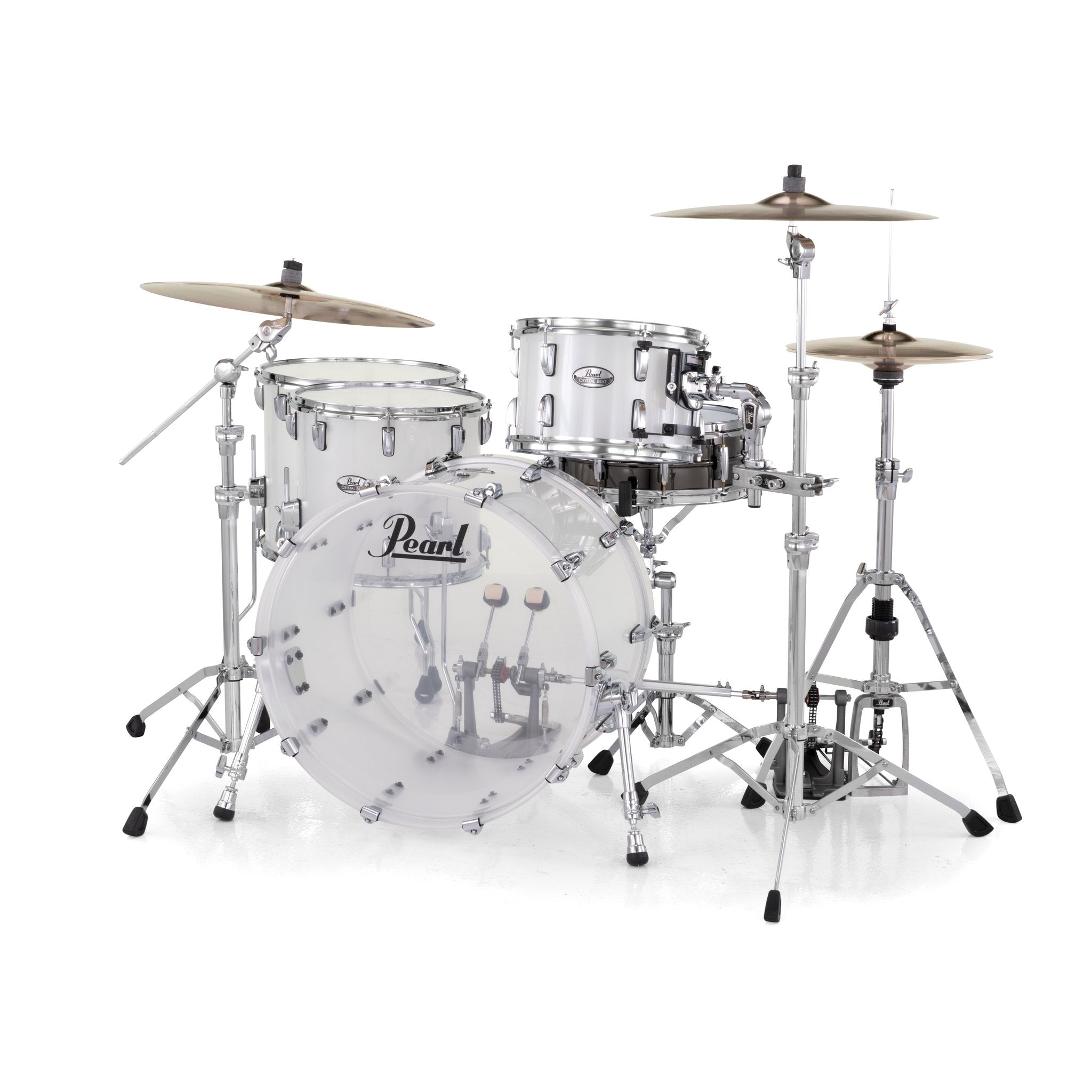 Pearl Crystal Beat 4-piece Drum Set Shell Pack - 22"/12"/14"/16" - Frost Acrylic - Image 5