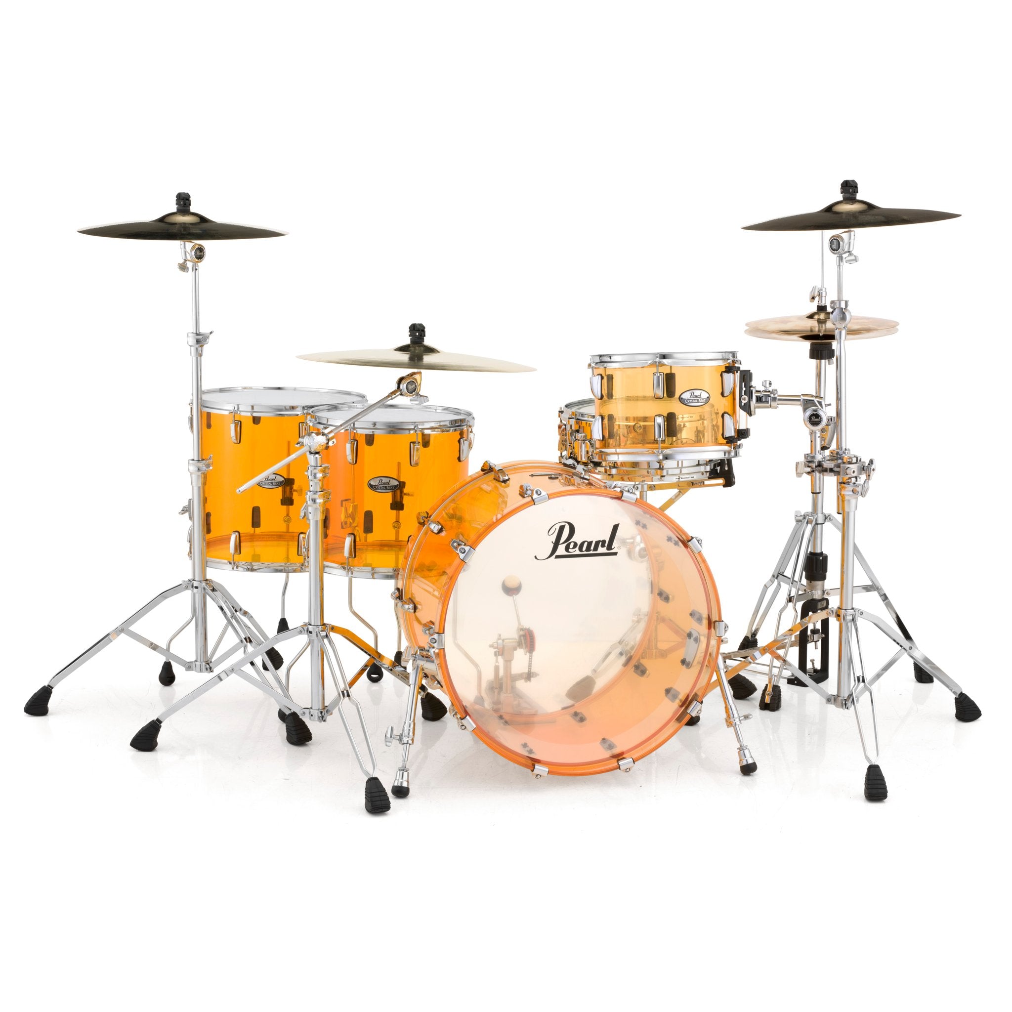 Pearl Crystal Beat 4-piece Drum Set Shell Pack - 22"/12"/14"/16" - Tangerine Glass