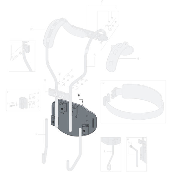 Pearl CX Airframe Belly Plate with Cushion, J-Rod Clamp Assembly