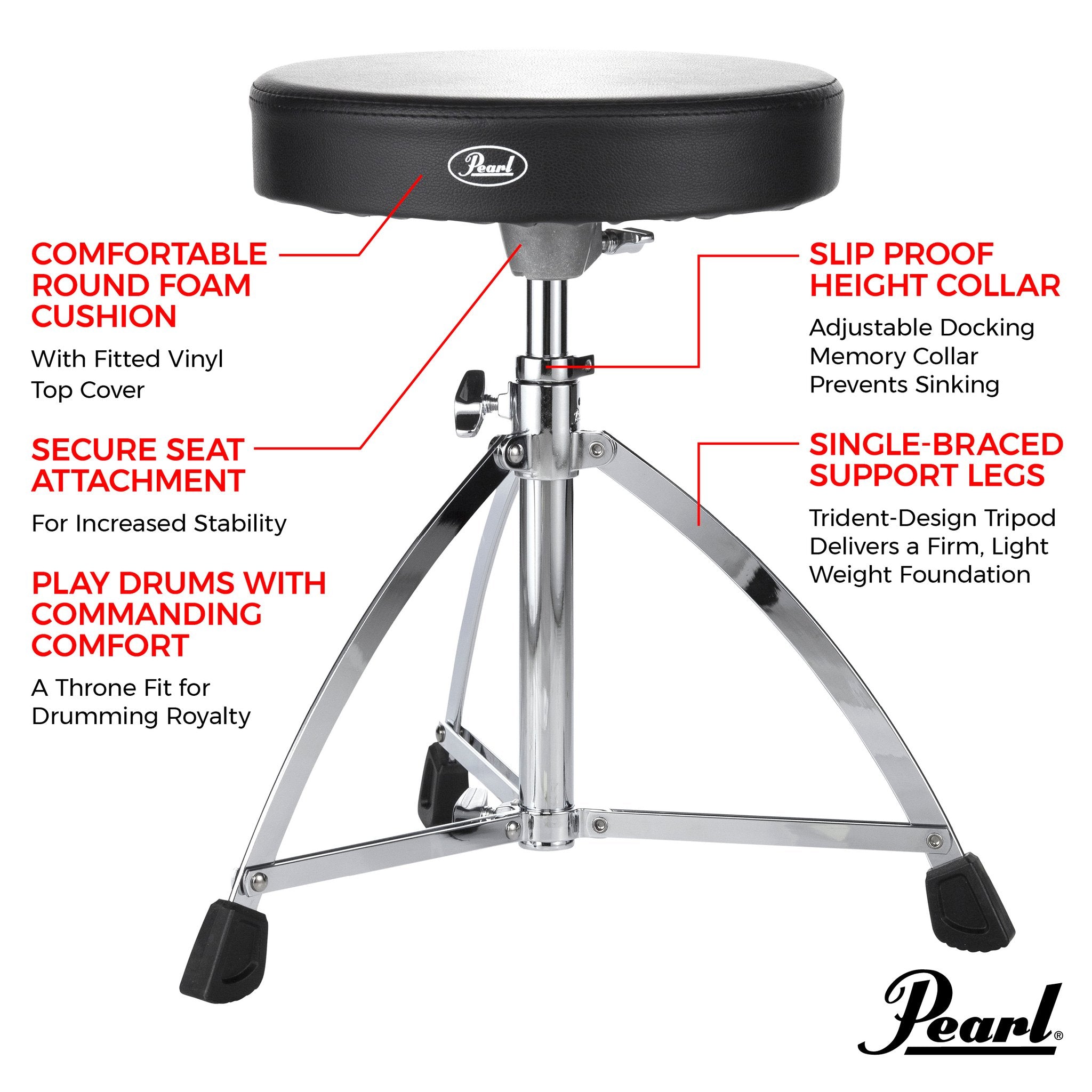 Pearl D-730S Short Drum Throne - Image 2
