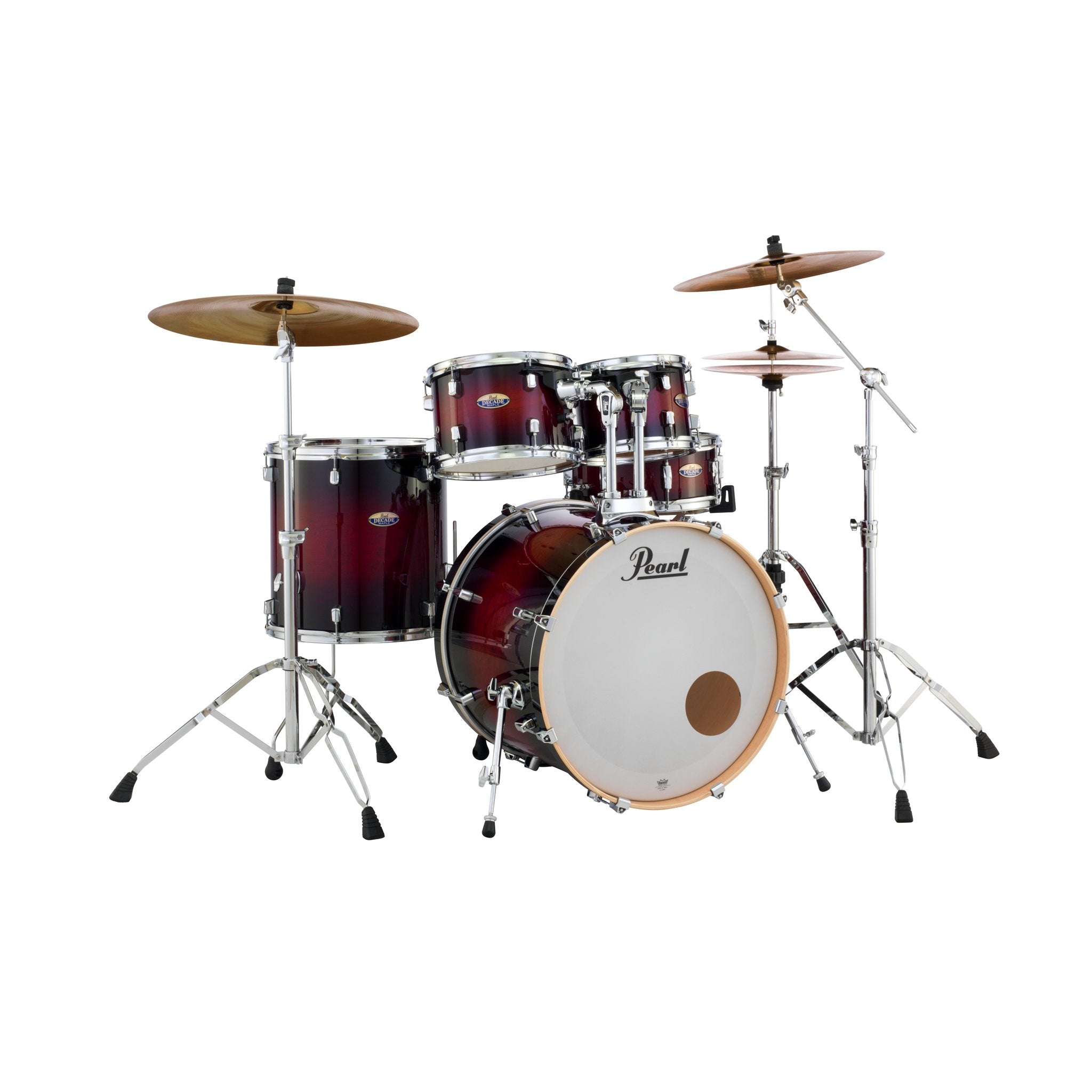 Pearl Decade Maple 5-piece Drum Set Shell Pack - 22" Bass Drum - Gloss Deep Red Burst - Image 1