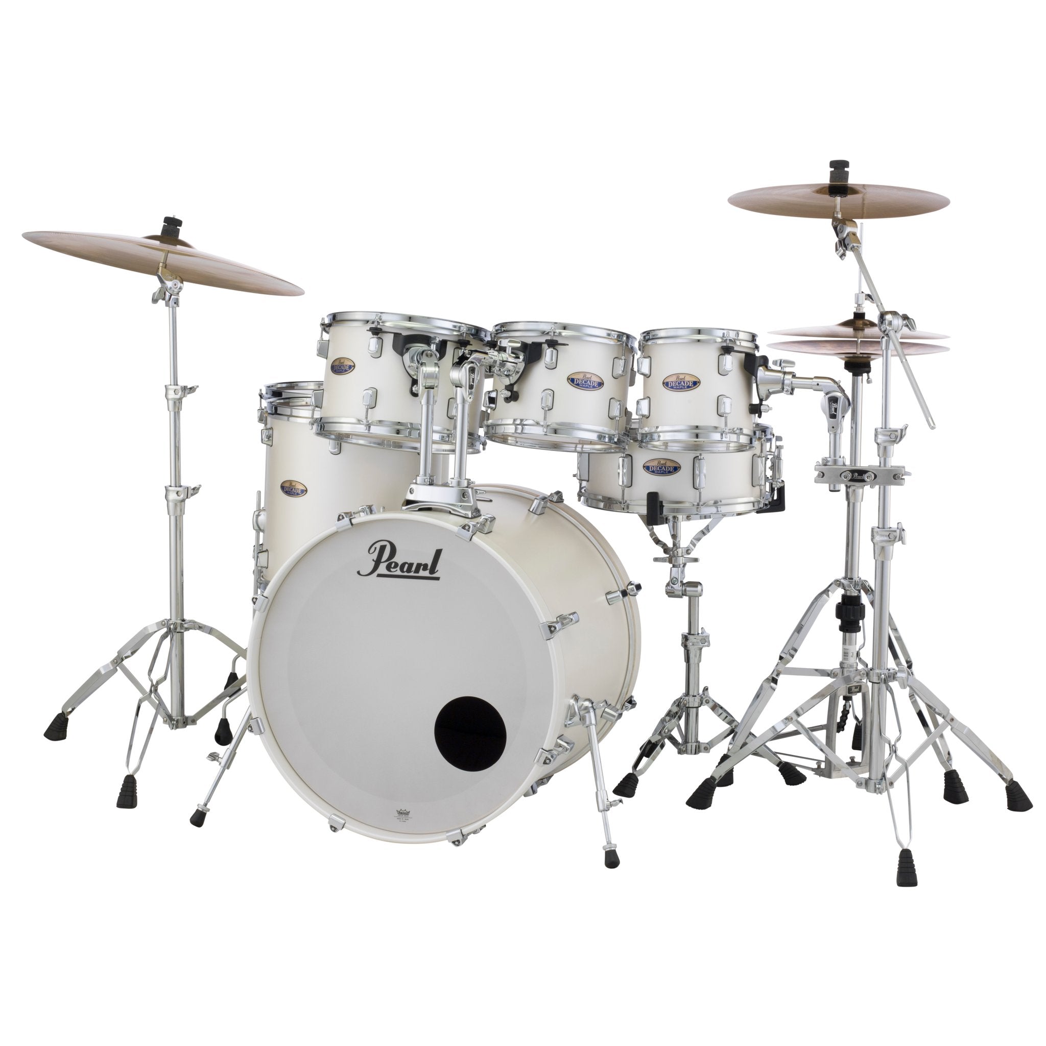 Pearl Decade Maple 7-piece Drum Set Shell Pack - 22" Bass Drum - White Satin Pearl - Image 4