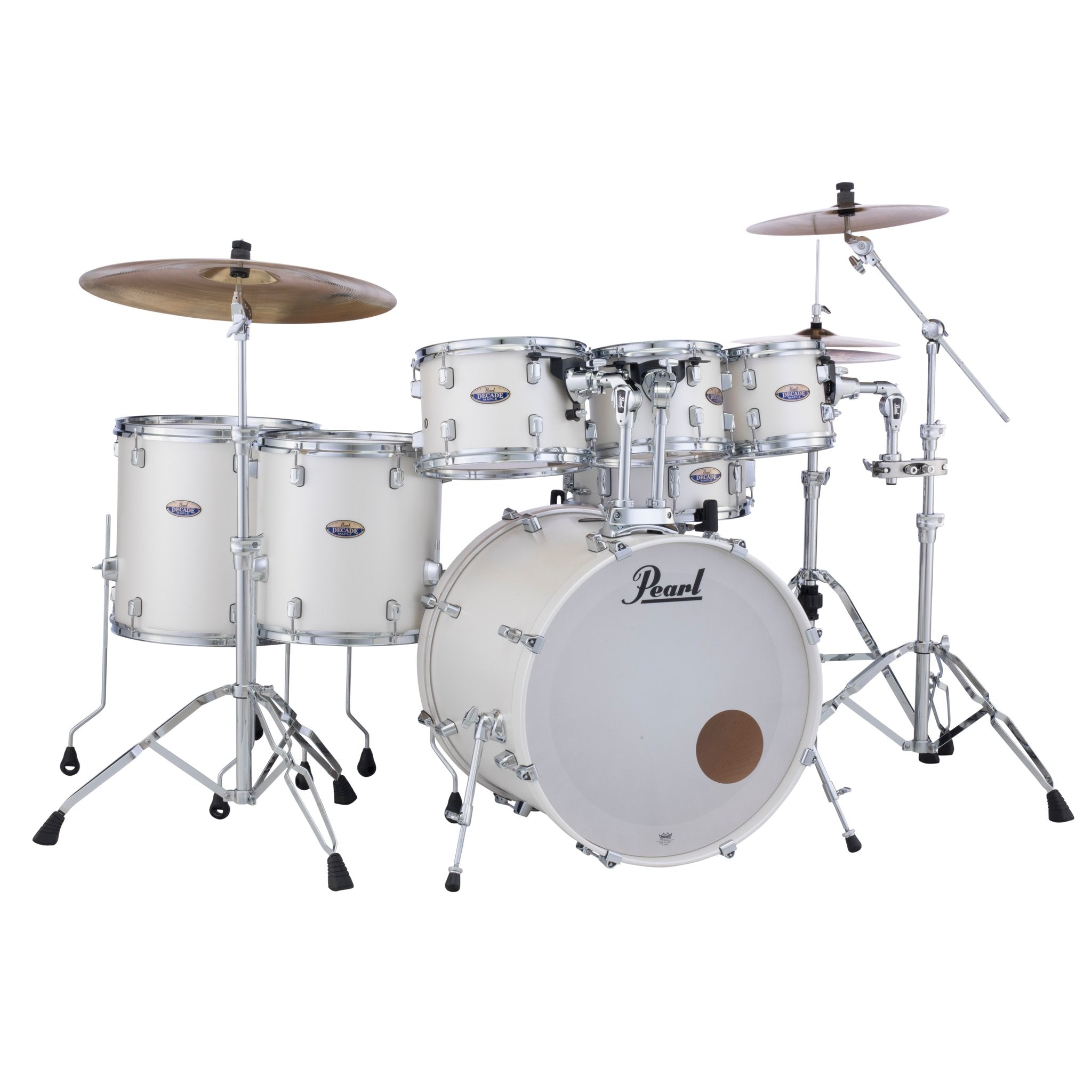 Pearl Decade Maple 7-piece Drum Set Shell Pack - 22" Bass Drum - White Satin Pearl - Image 1