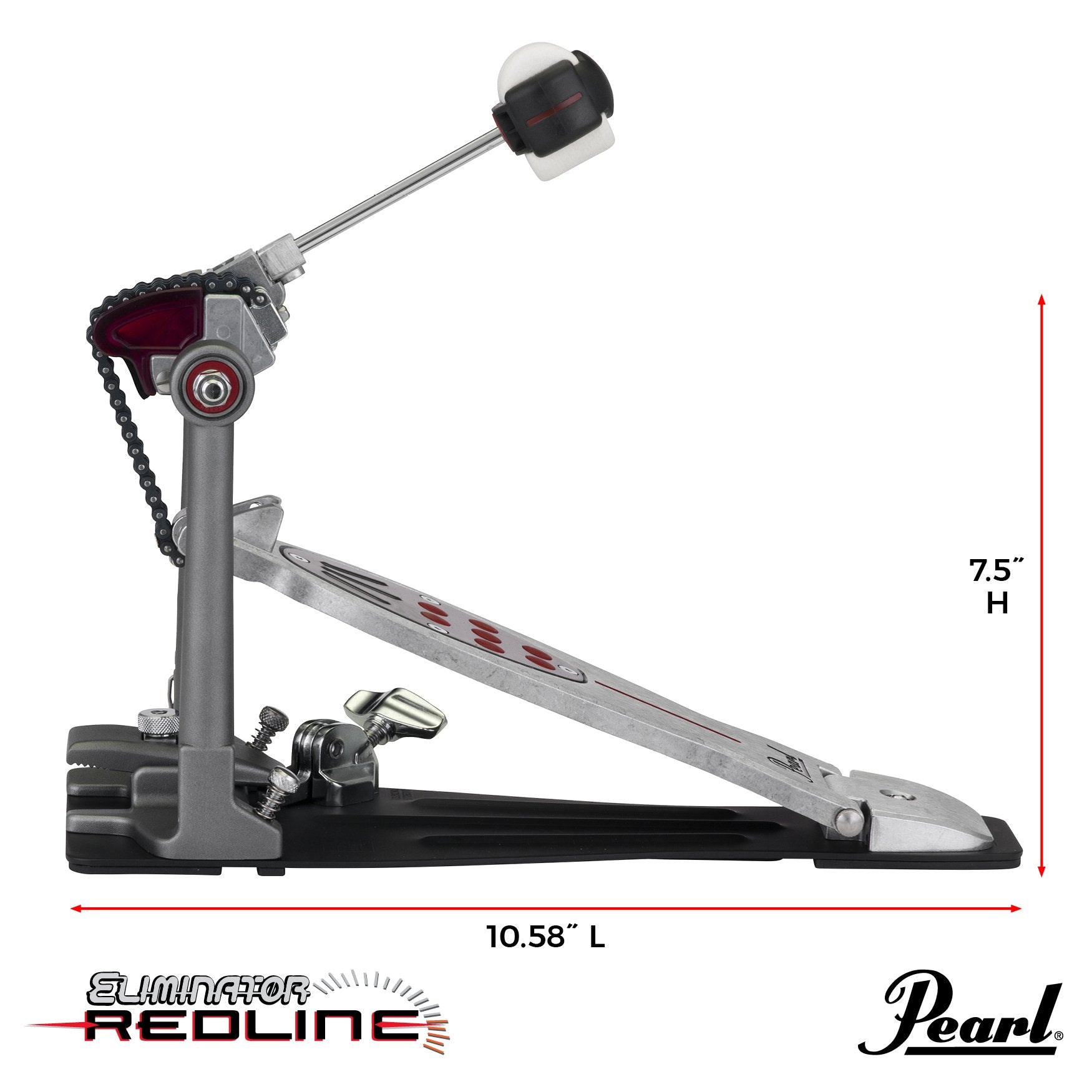 Pearl Eliminator Solo Bass Drum Pedal - Red Cam - Image 7