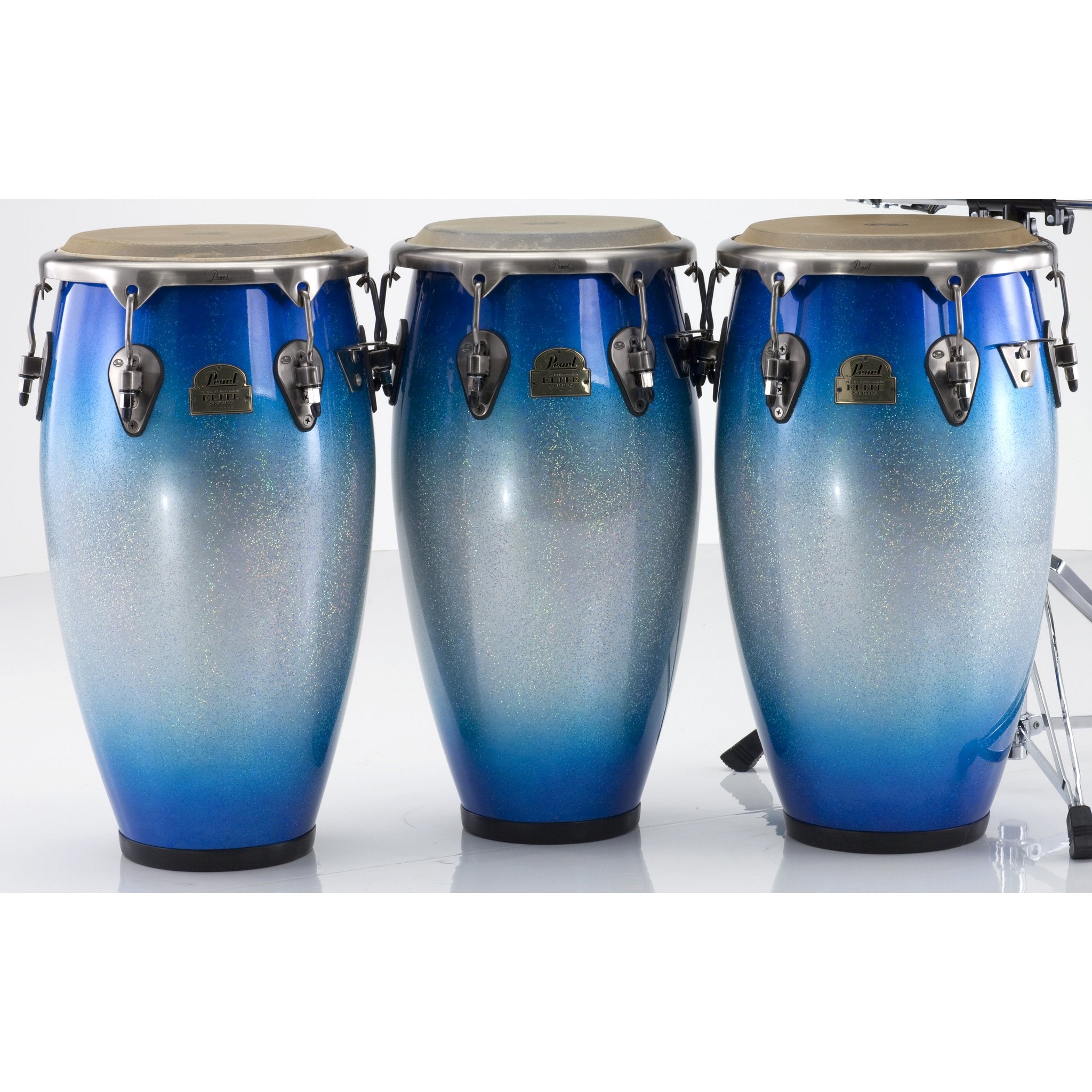 Pearl Elite Series Fiberglass Conga Set in Blue Sparkle Burst