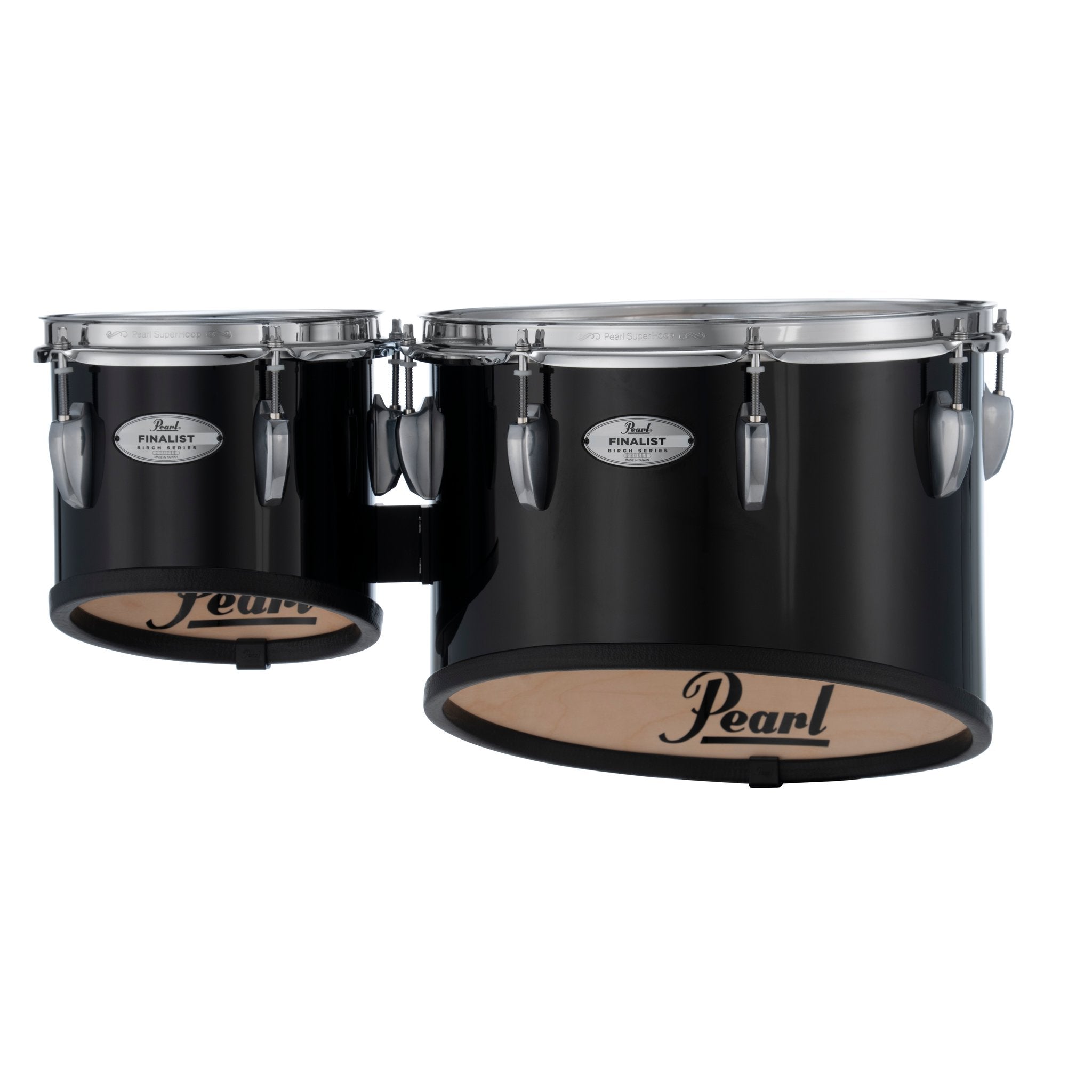 Pearl Finalist Birch Marching Duo Tenor Set with Mounts for CXS2 - 14"/8" - Midnight Black - Image 1