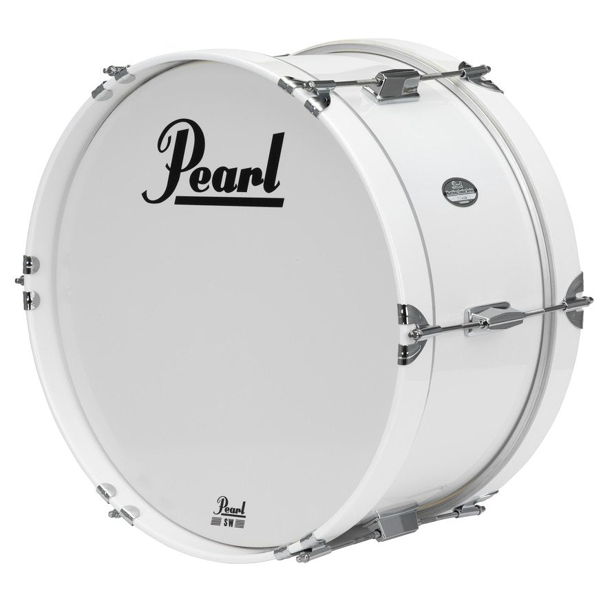 Pearl Junior Marching bass drum MJB1808/CXN33 pure white badge view