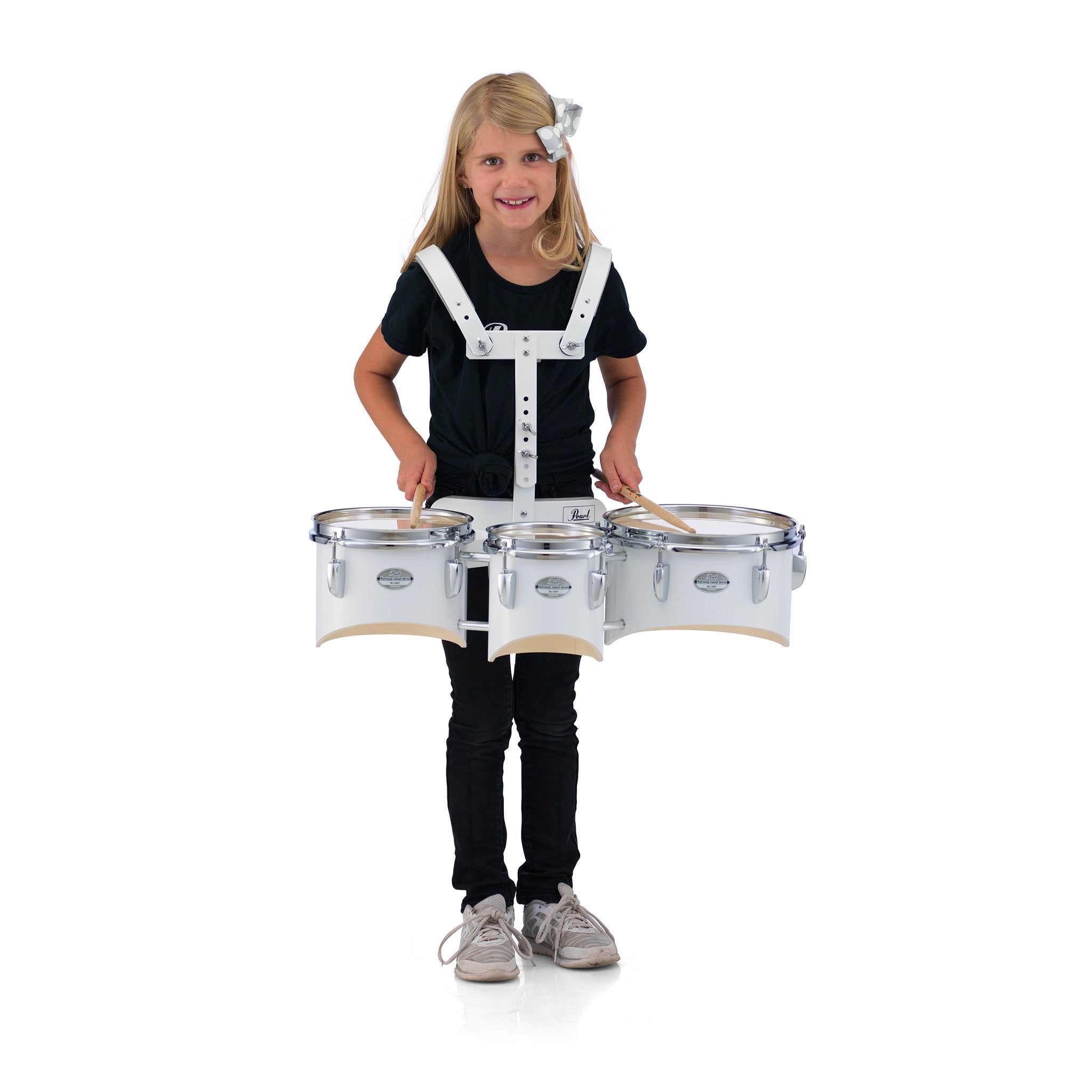 Pearl Junior Marching Tenor Trio With Carrier - White - Image 5