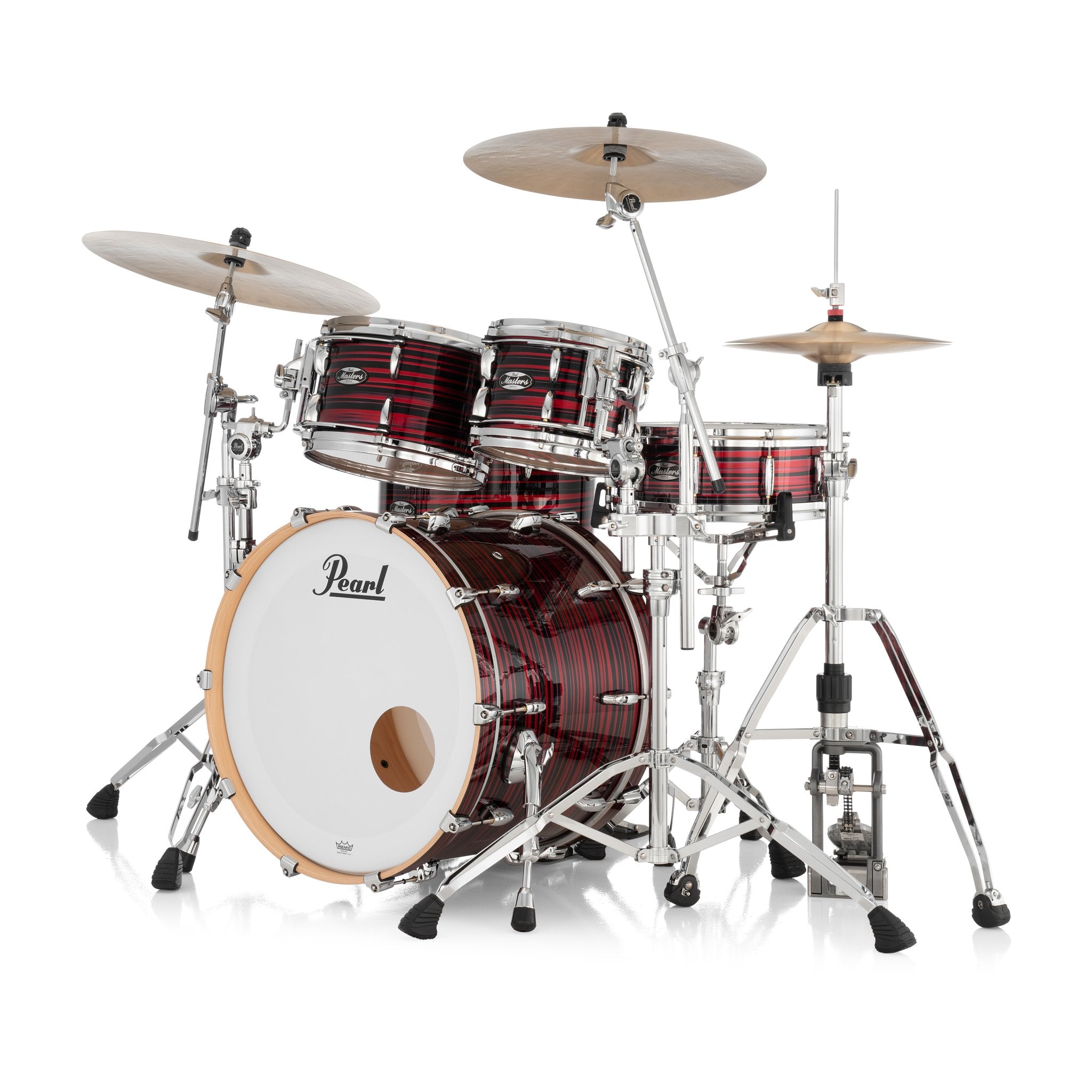 Pearl Masters Maple 4-pc. Shell Pack with Gyrolock-L Tom Mount - Red Oyster Swirl - Image 2