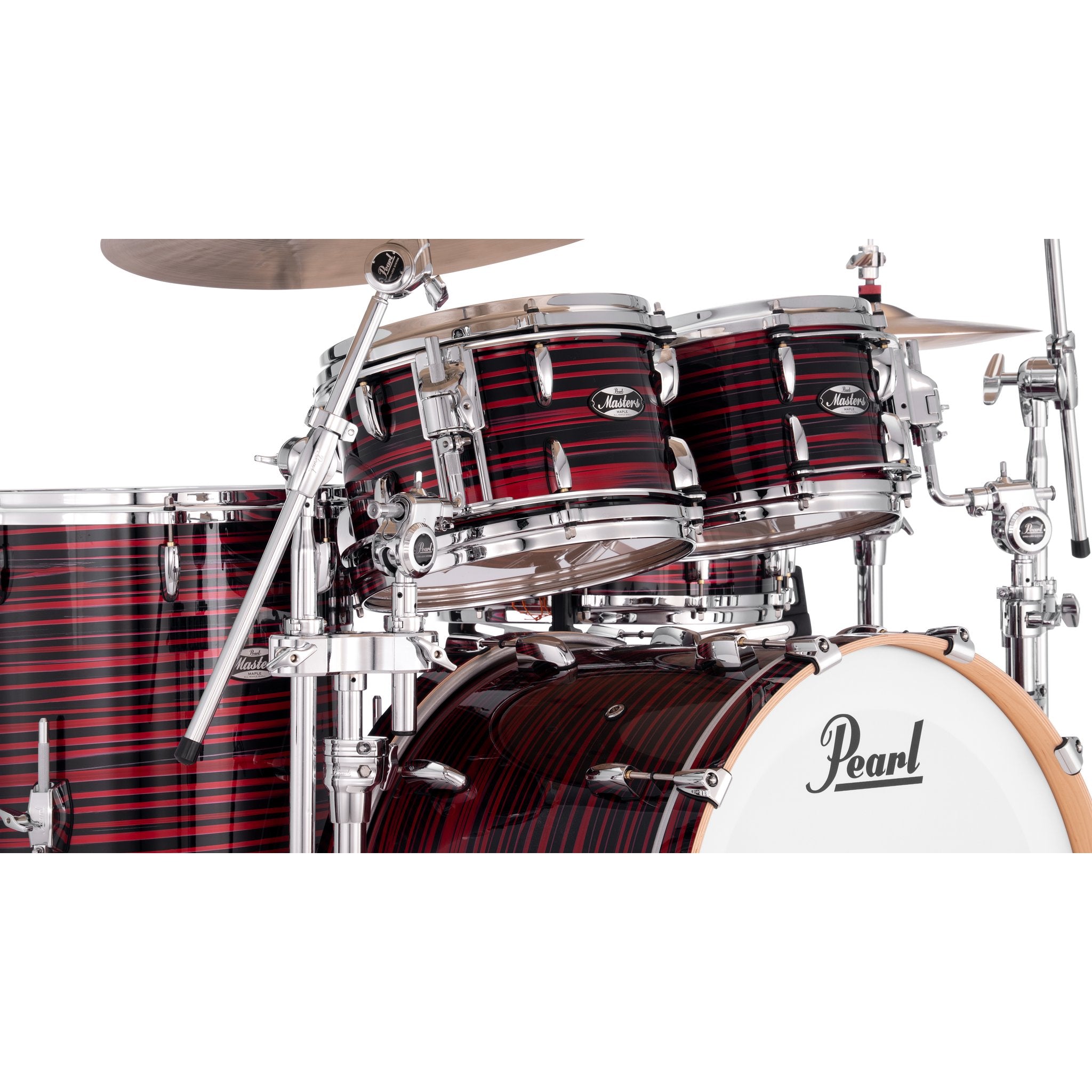 Pearl Masters Maple 4-pc. Shell Pack with Gyrolock-L Tom Mount - Red Oyster Swirl - Image 7
