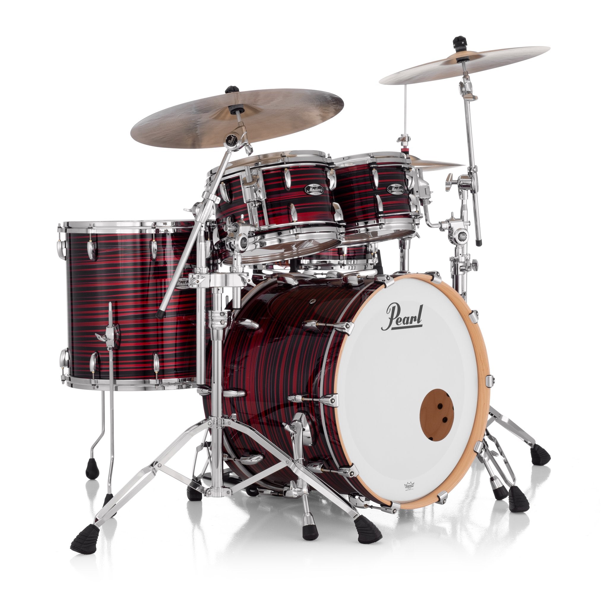 Pearl Masters Maple 4-pc. Shell Pack with Gyrolock-L Tom Mount - Red Oyster Swirl - Image 1