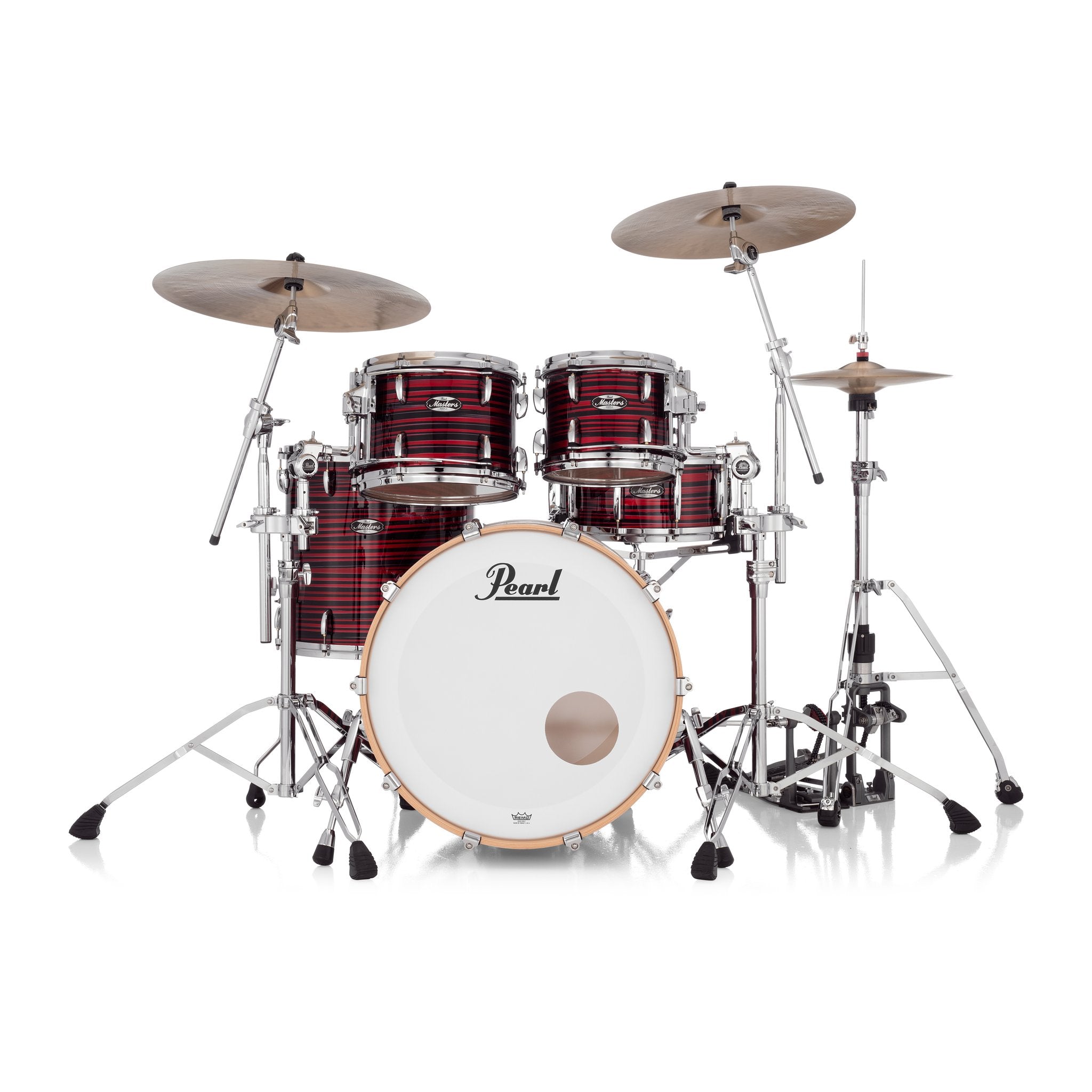 Pearl Masters Maple 4-Piece Shell Pack with GyroLock-L Tom Mount - 22" Bass Drum - Red Oyster Swirl - Image 3