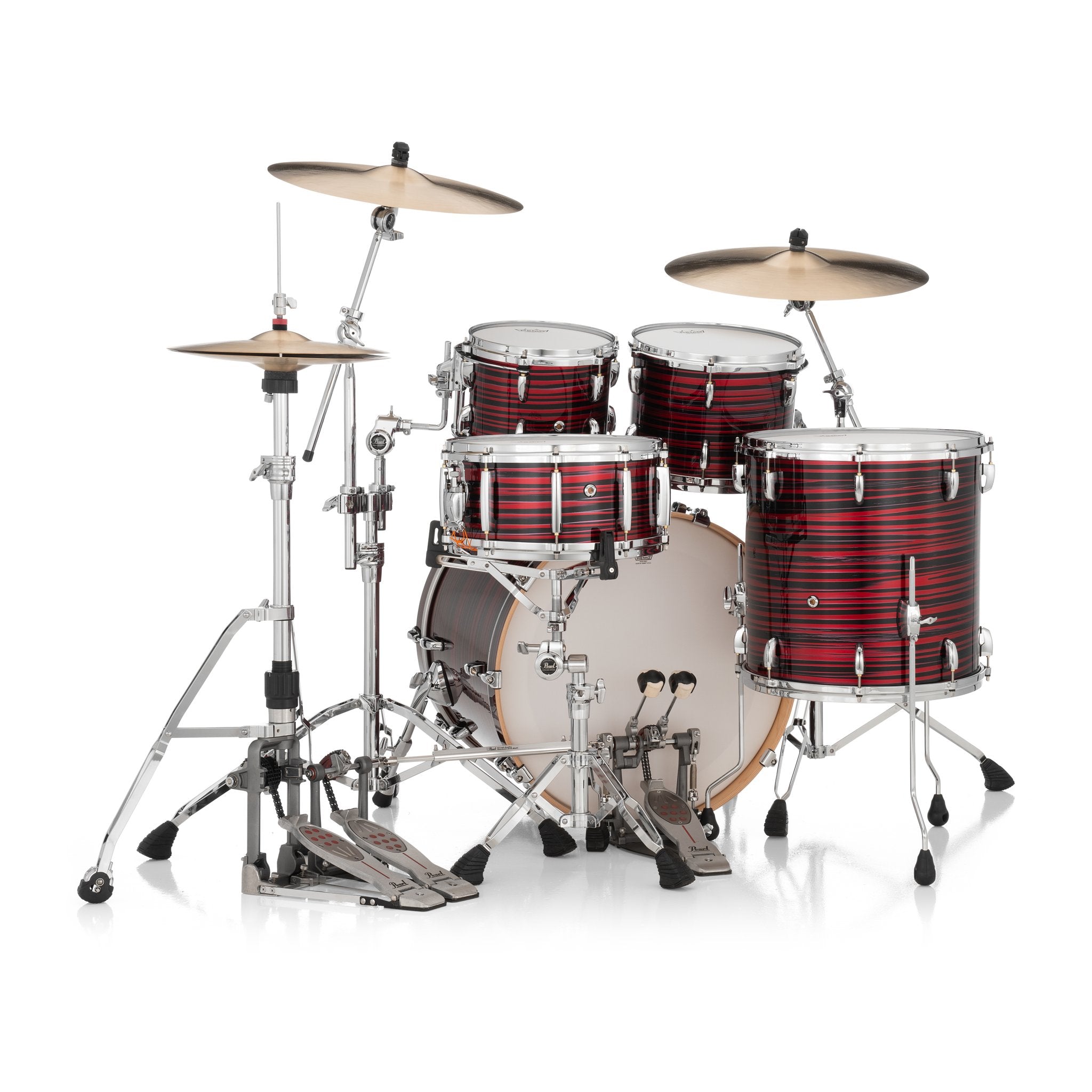 Pearl Masters Maple 4-Piece Shell Pack with GyroLock-L Tom Mount - 22" Bass Drum - Red Oyster Swirl - Image 6