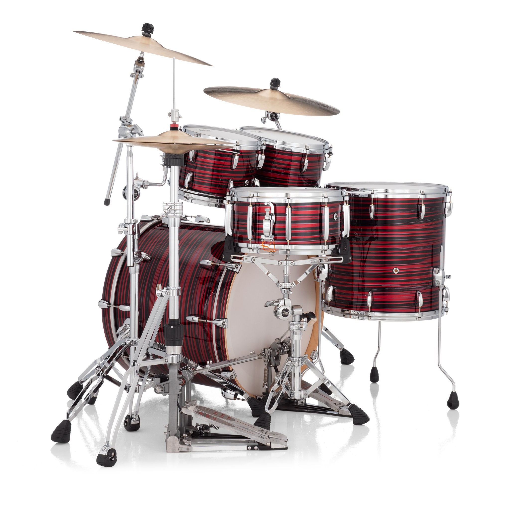 Pearl Masters Maple 4-Piece Shell Pack with GyroLock-L Tom Mount - 22" Bass Drum - Red Oyster Swirl - Image 7