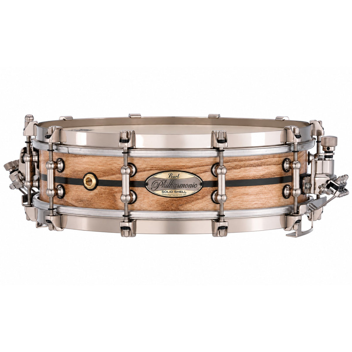 Pearl Philharmonic Solid Shell Ash Concert Snare Drum 14x4 45 Degree Bearing Edges Ebony Single Inlay PHSA1440/N1007