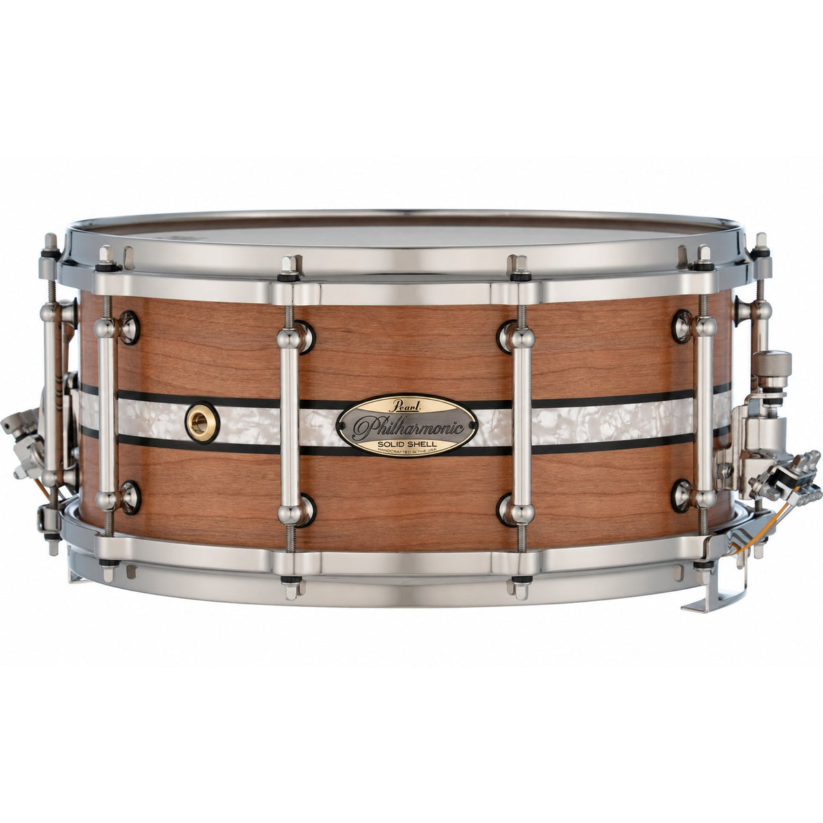 Pearl Philharmonic Solid Shell Cherry Concert Snare Drum 14x6.5 45 Degree Bearing Edges Duoband Ebony Marine Inlay PHSC1465/N1003
