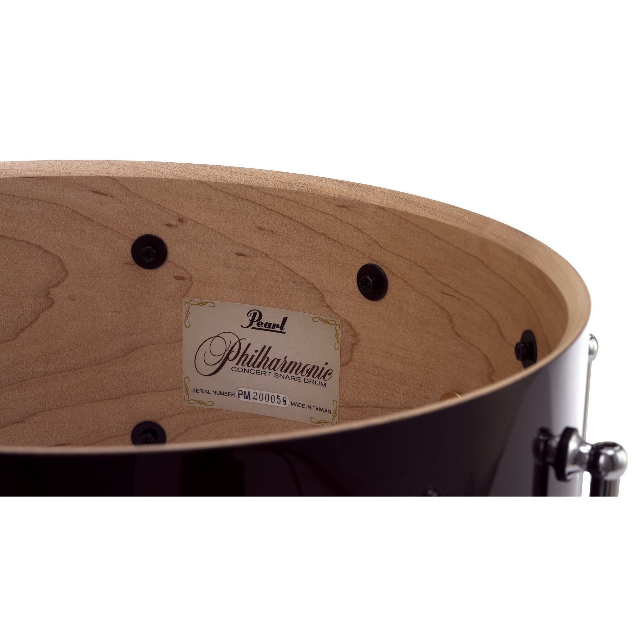 Pearl Philharmonic Solid Shell Maple Concert Snare Drum - 14" x 6.5" - Gloss Walnut Bordeaux - Image 2