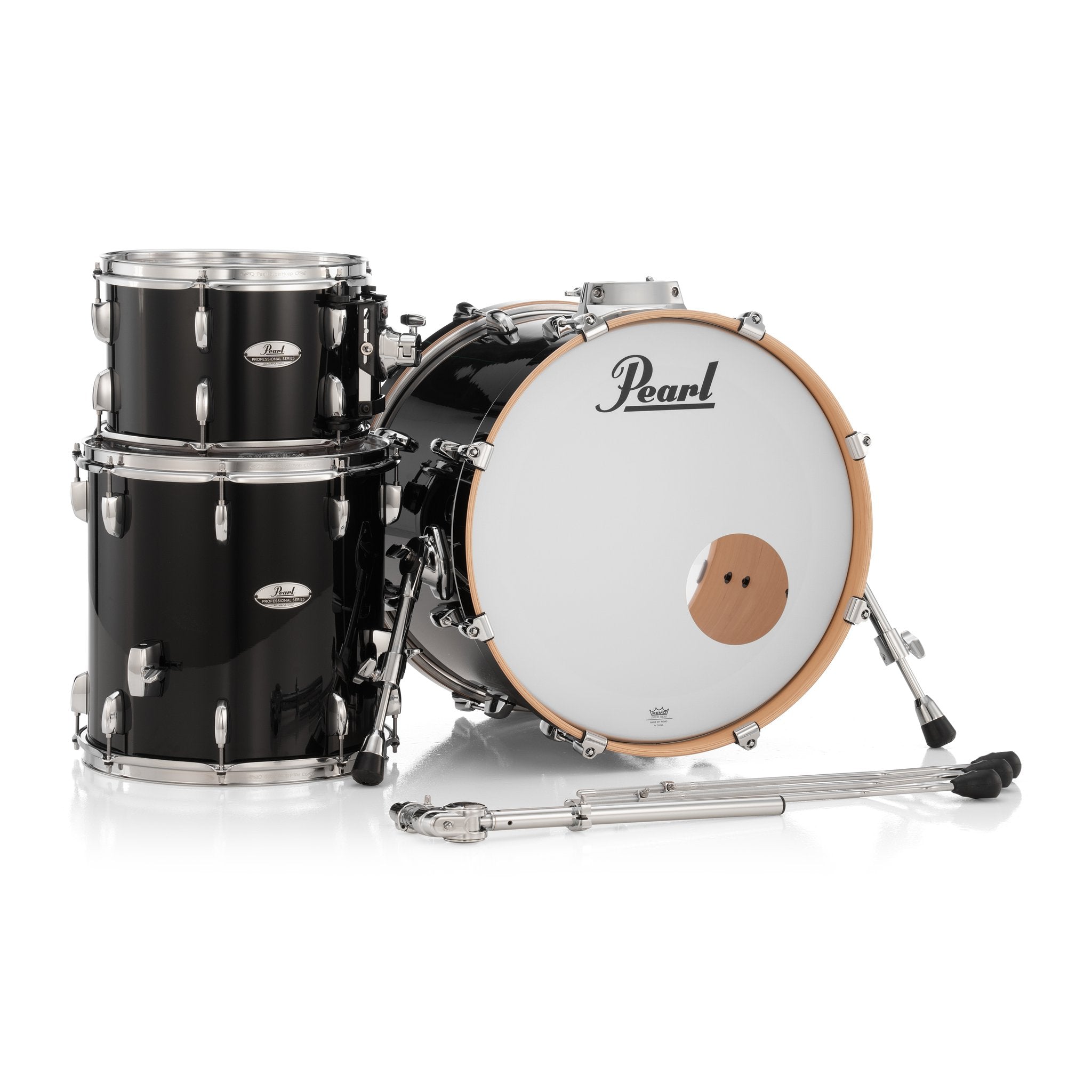 Pearl Professional 3-piece Maple Drum Set Shell Pack - 20" Bass Drum - Piano Black - Image 4
