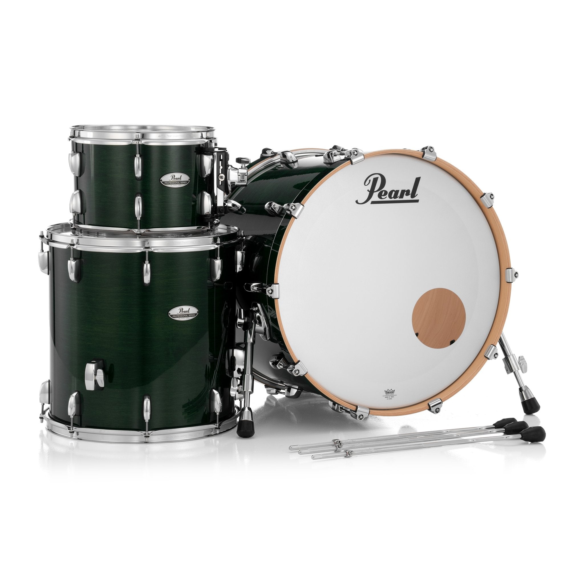 Pearl Professional 3-piece Maple Drum Set Shell Pack - 22" Bass Drum - Emerald Mist - Image 11