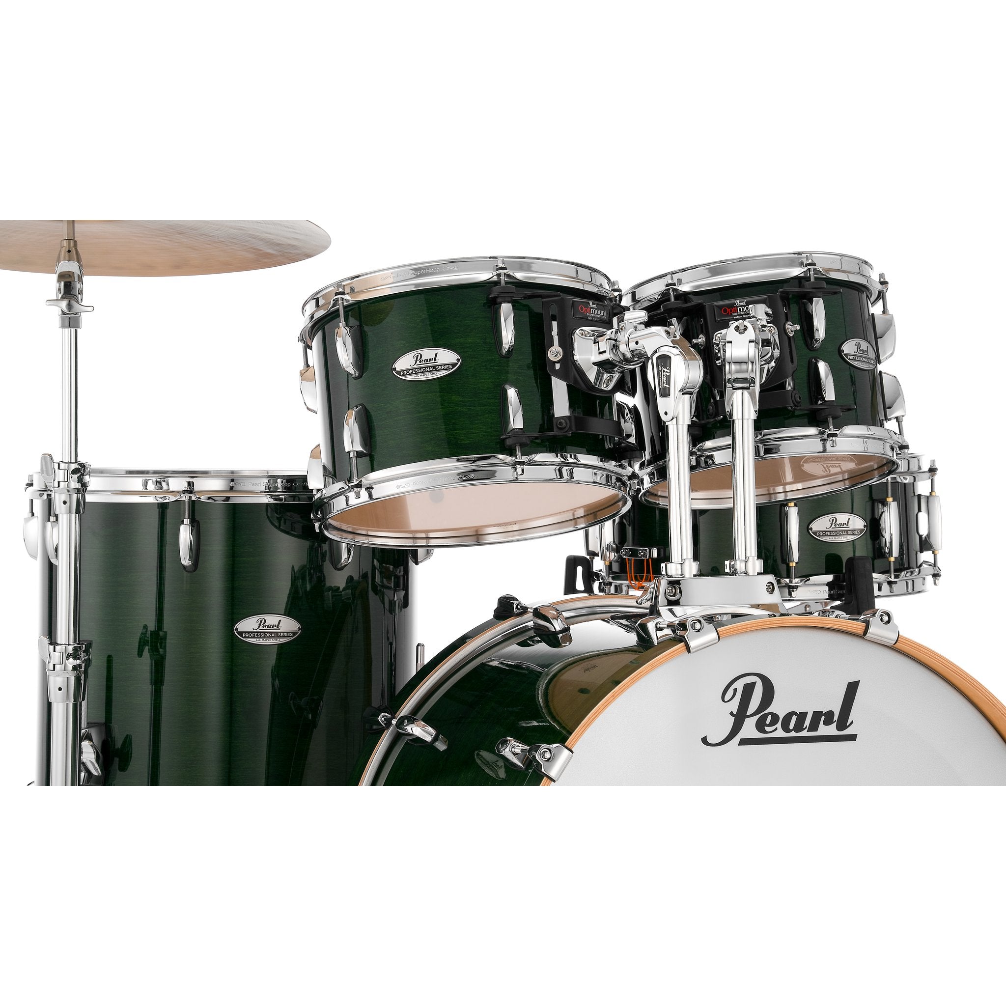 Pearl Professional 4-piece Maple Drum Set Shell Pack - 22" Bass Drum - Emerald Mist - Image 7