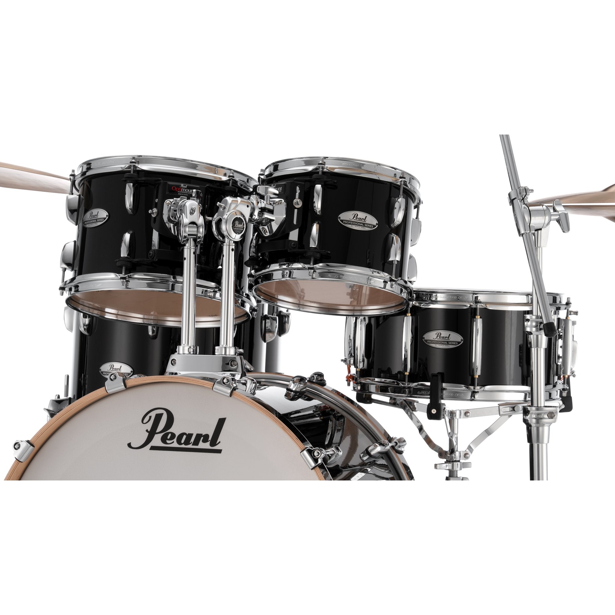 Pearl Professional 4-piece Maple Drum Set Shell Pack - 22" Bass Drum - Piano Black - Image 3