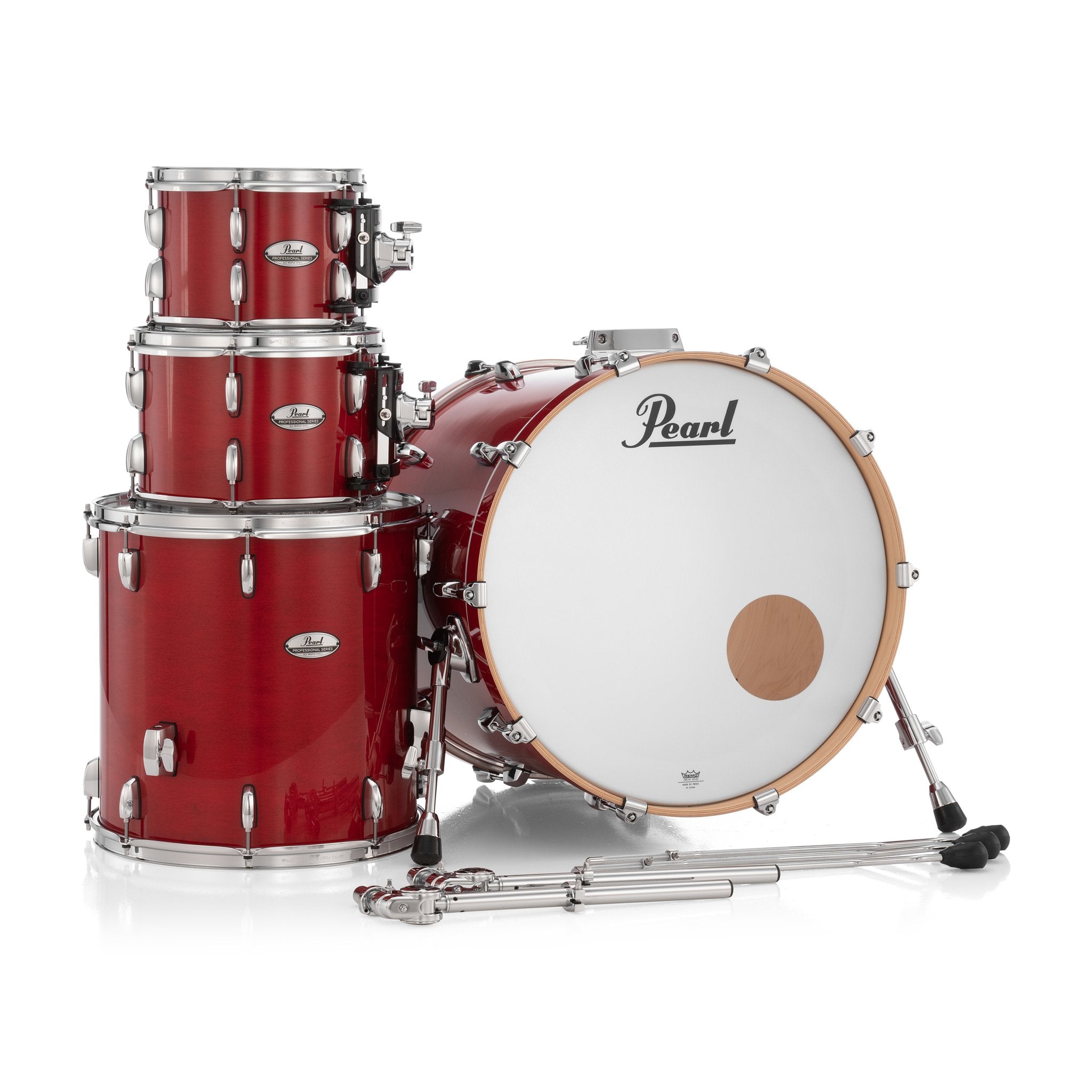 Pearl Professional 4-piece Maple Drum Set Shell Pack - 22" Bass Drum - Sequoia Red - Image 4