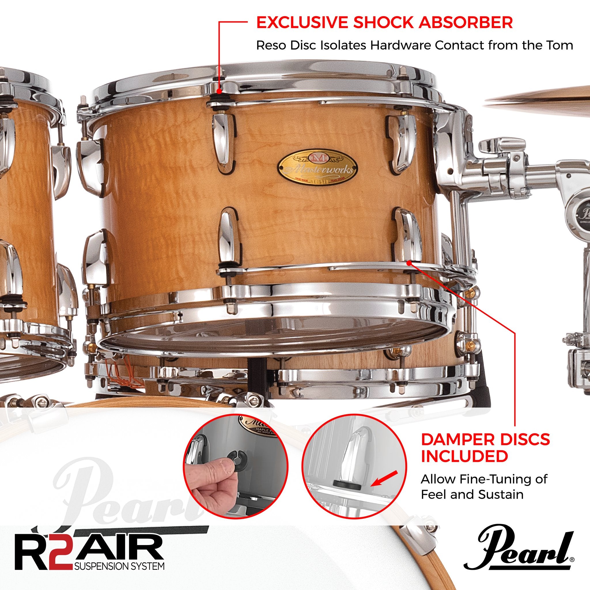 Pearl R2 Air Tom Mount with 7/8" GyroLock Bracket - For 8" x 7" / 8" x 8" - Image 9
