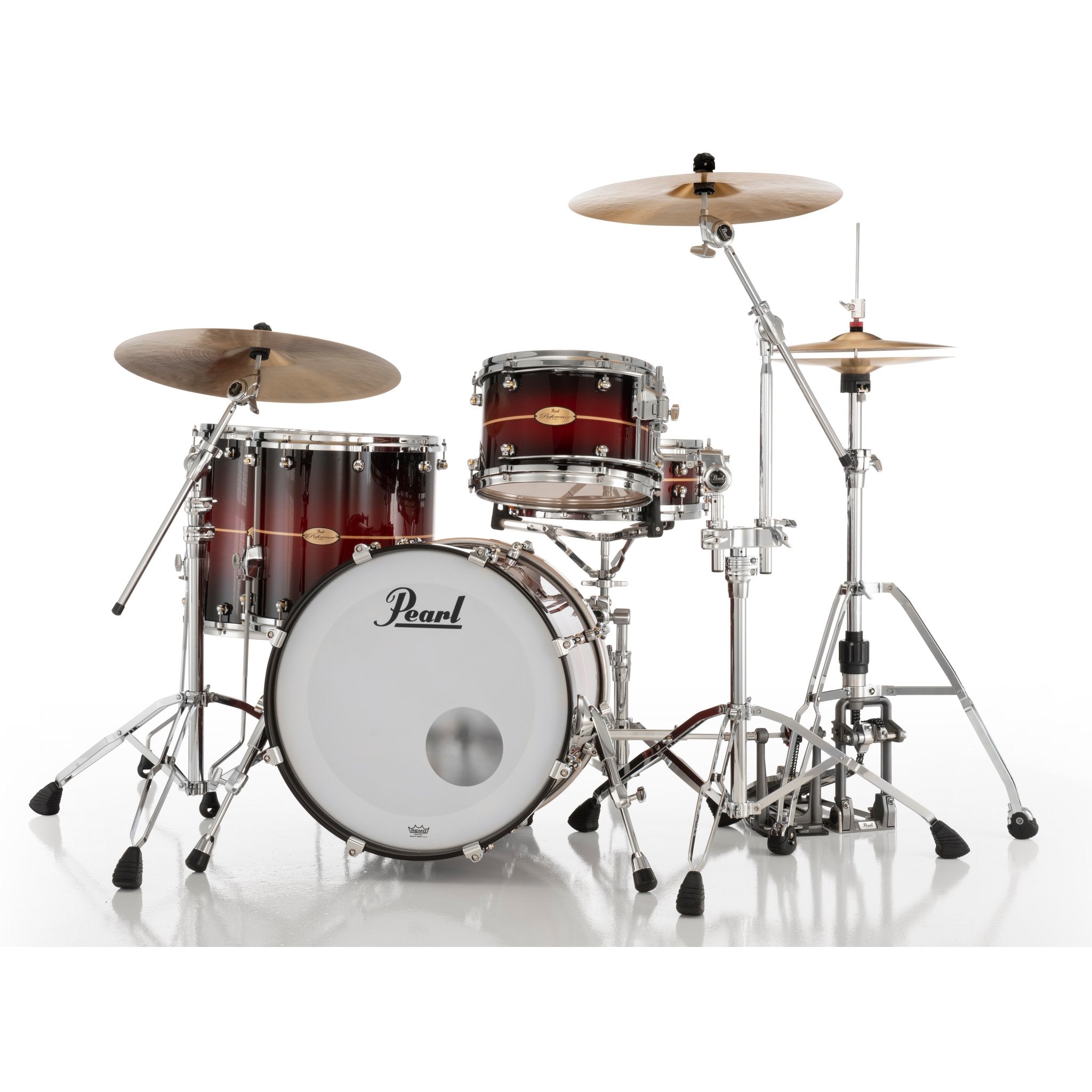 Pearl Reference One 3-piece Drum Set Shell Pack - 20" Bass Drum - 12mm Tom Mount - Natural Banded Redburst - Image 5