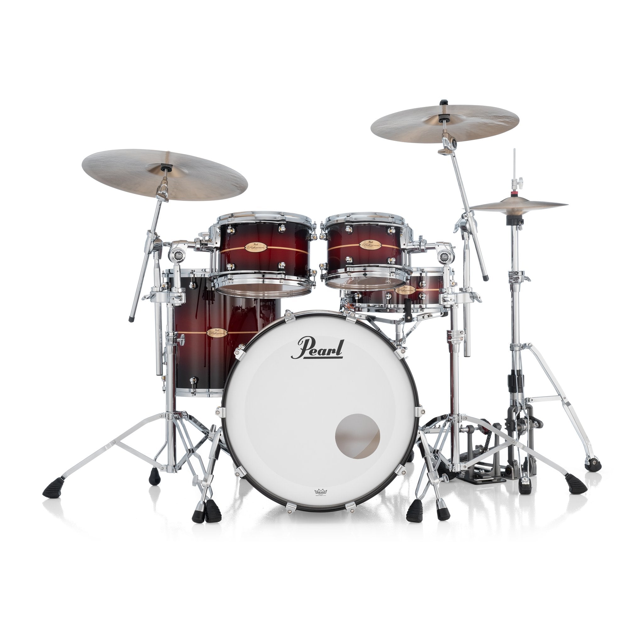 Pearl Reference One 4-piece Drum Set Shell Pack - 22" x 16" Bass Drum - 7/8" Tom Mount - Natural Banded Redburst - Image 3