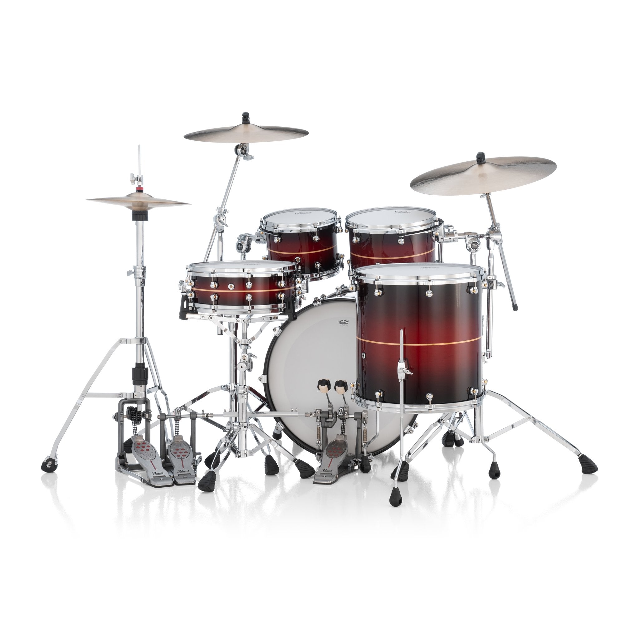 Pearl Reference One 4-piece Drum Set Shell Pack - 22" x 16" Bass Drum - 7/8" Tom Mount - Natural Banded Redburst - Image 5