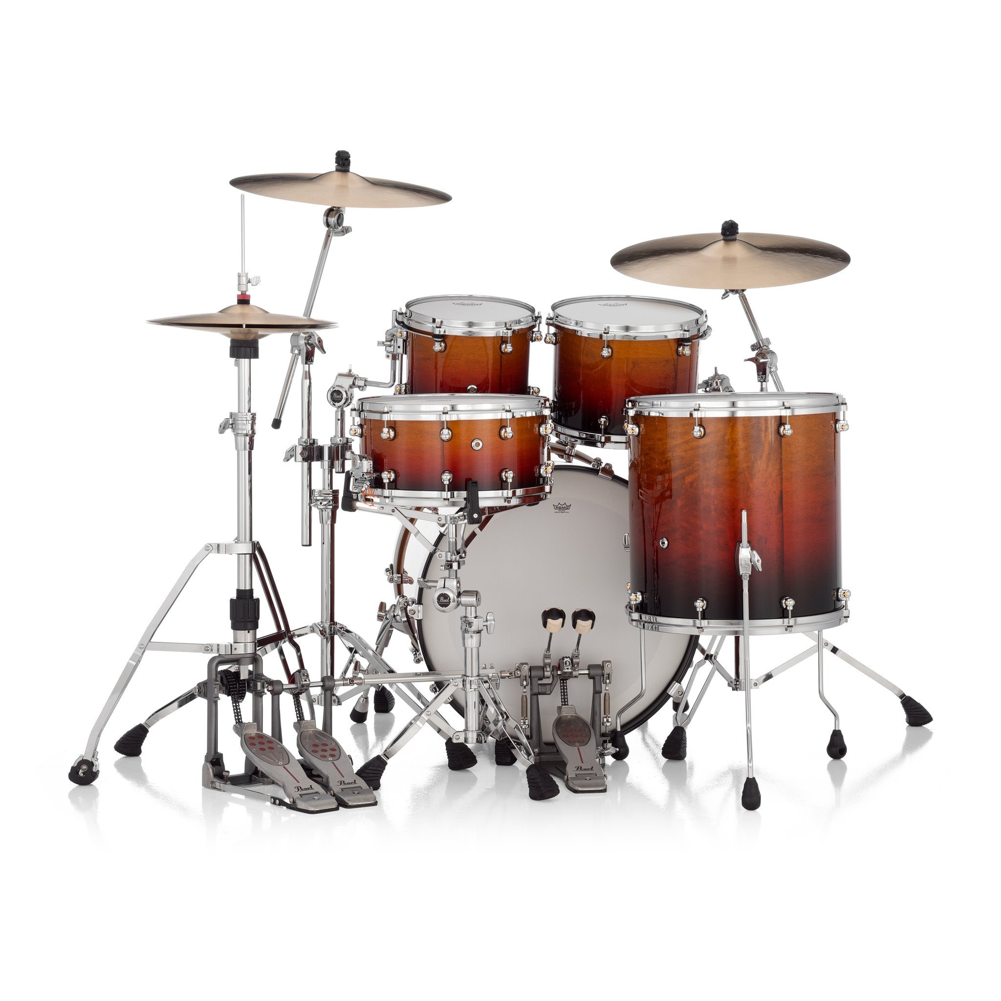 Pearl Reference One 4-piece Drum Set Shell Pack - 22" x 18" Bass Drum - 12mm Tom Mount - Cherry Amber Fade - Image 5