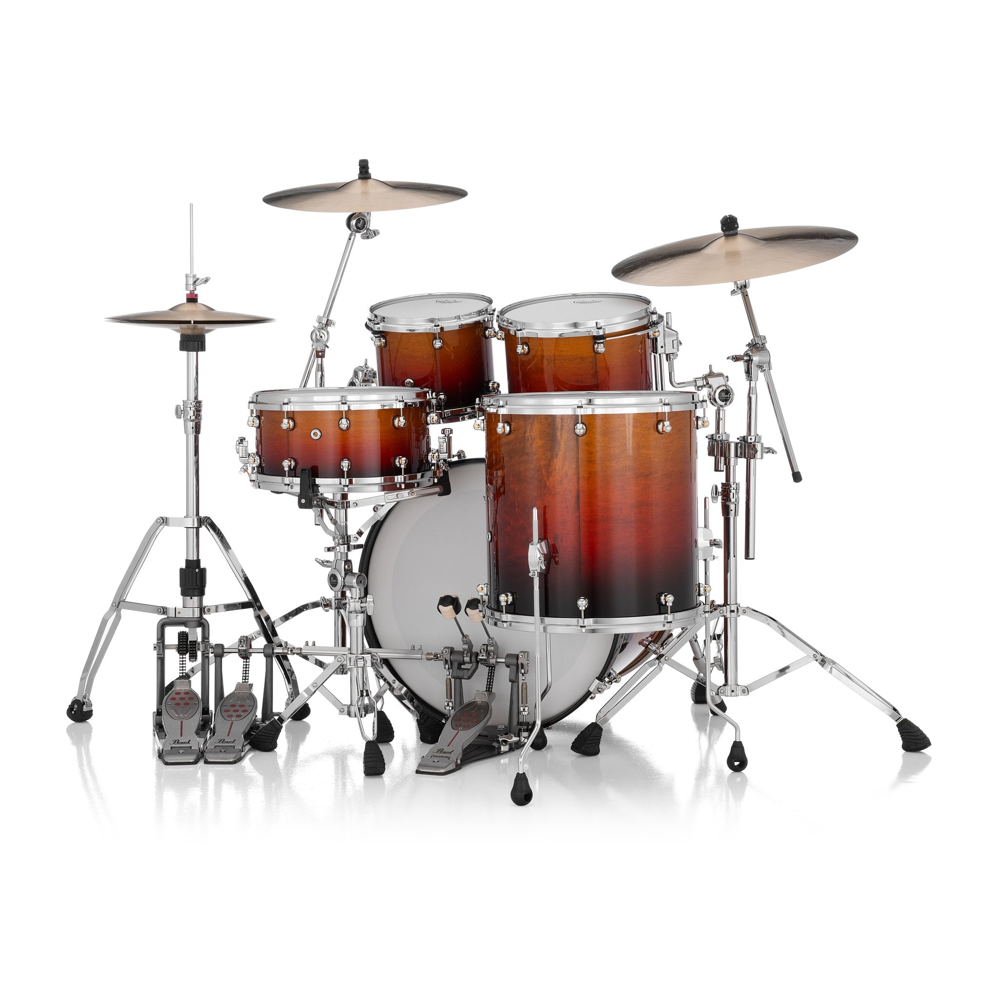 Pearl Reference One 4-piece Drum Set Shell Pack - 22" x 18" Bass Drum - 12mm Tom Mount - Cherry Amber Fade - Image 6