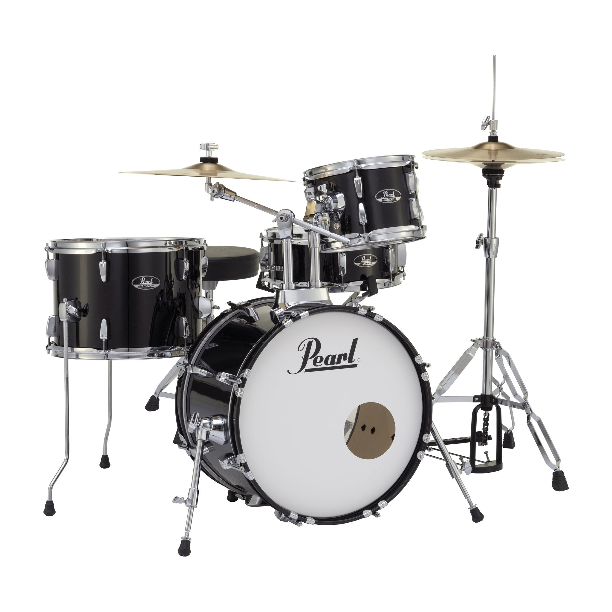 Pearl Roadshow 4-piece Bop Drum Set with Hardware and Cymbals - 18" Bass Drum - Jet Black - Image 1