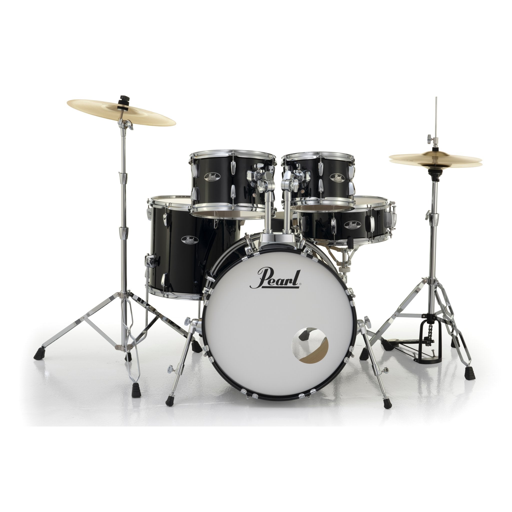 Pearl Roadshow 5-piece Drum Set with Hardware and Cymbals - 20" Bass Drum - Jet Black - Image 3