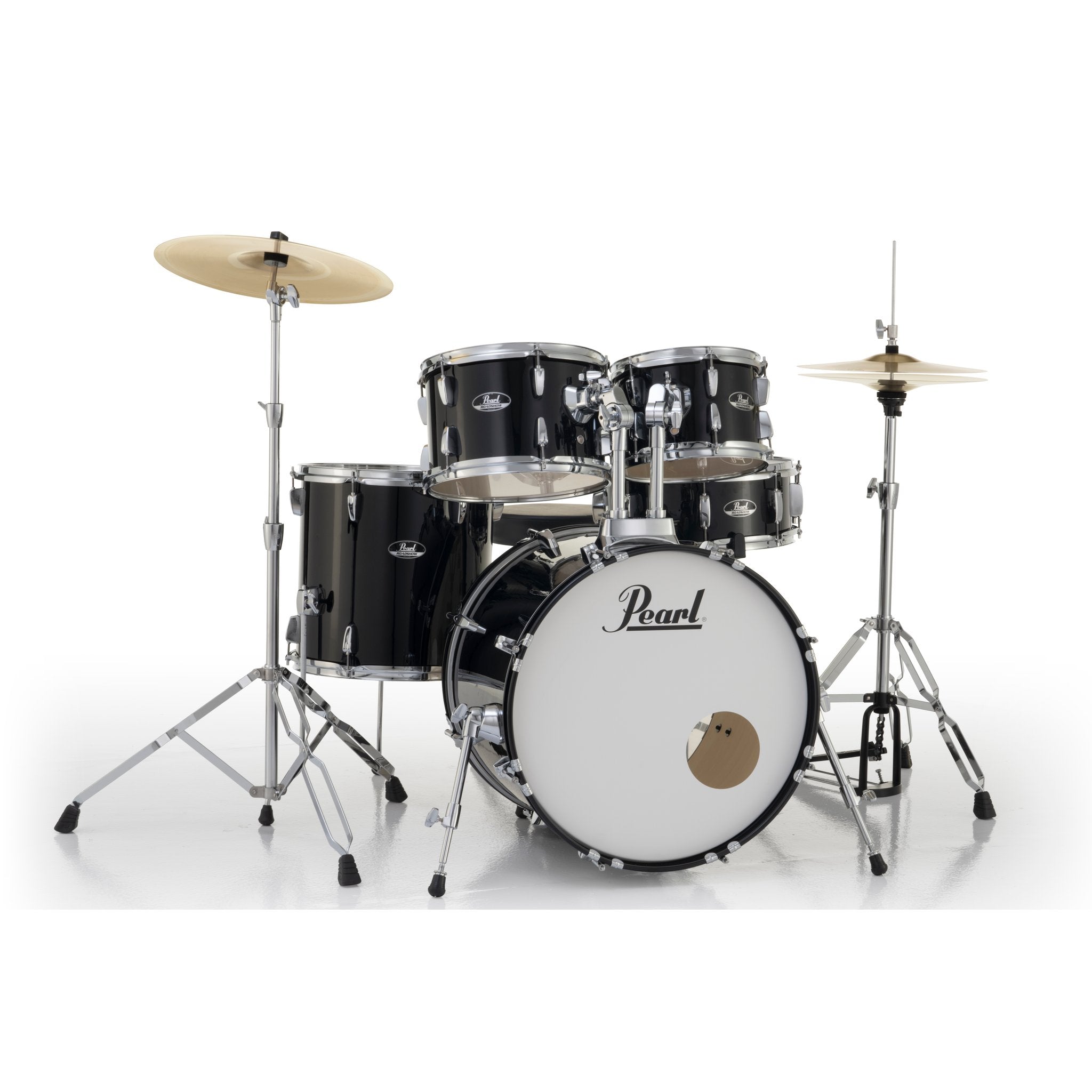 Pearl Roadshow 5-piece Drum Set with Hardware and Cymbals - 20" Bass Drum - Jet Black - Image 1
