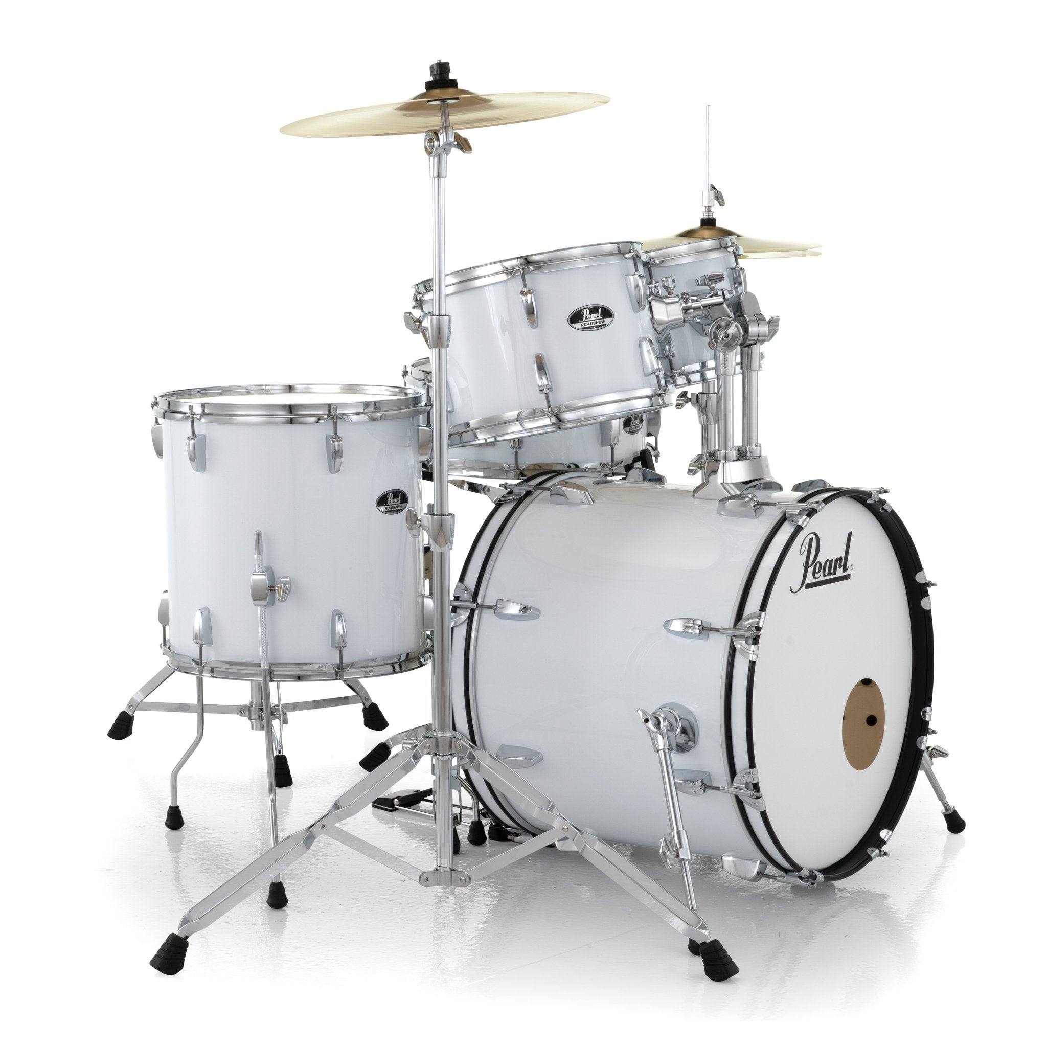 Pearl Roadshow 5-piece Drum Set with Hardware and Cymbals - 20" Bass Drum - Pure White - Image 5